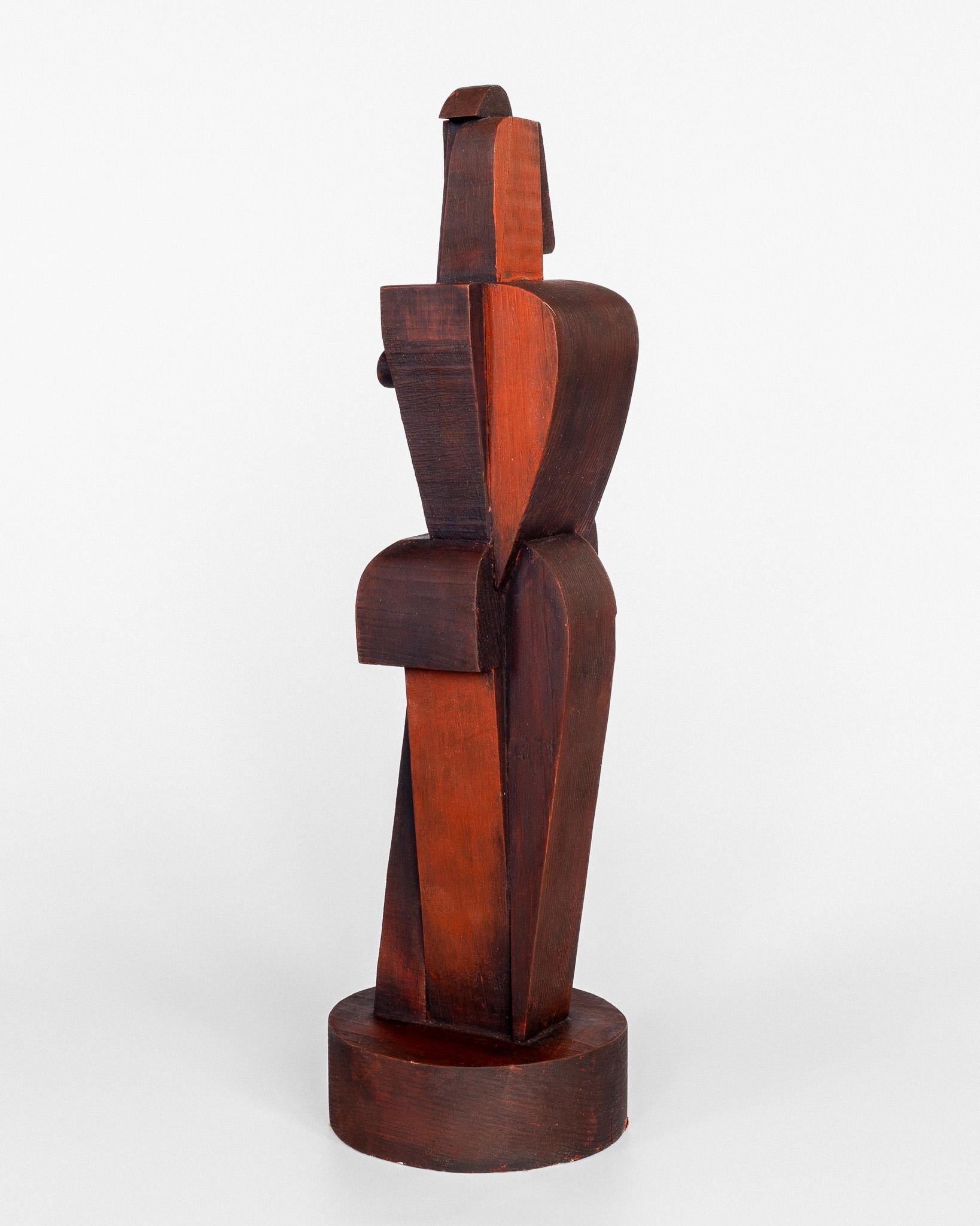 Large Mid-Century Modern Wooden Cubist Sculpture by Atelier Boulogne In Good Condition In Stockholm, SE