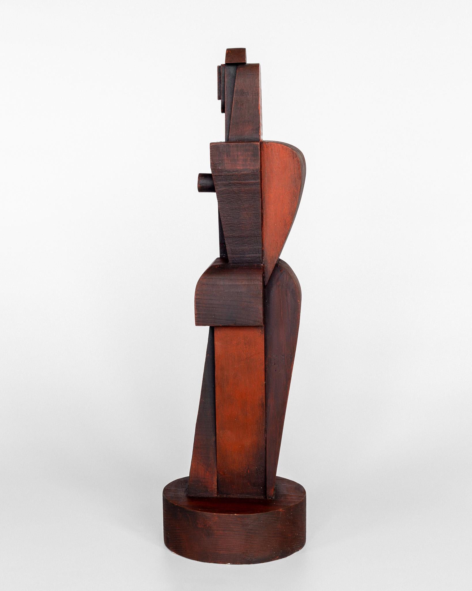 20th Century Large Mid-Century Modern Wooden Cubist Sculpture by Atelier Boulogne