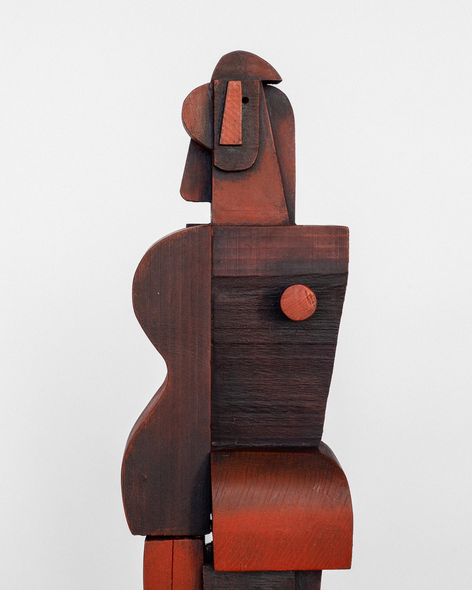 Large Mid-Century Modern Wooden Cubist Sculpture by Atelier Boulogne 4