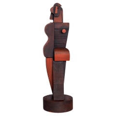 Large Mid-Century Modern Wooden Cubist Sculpture by Atelier Boulogne