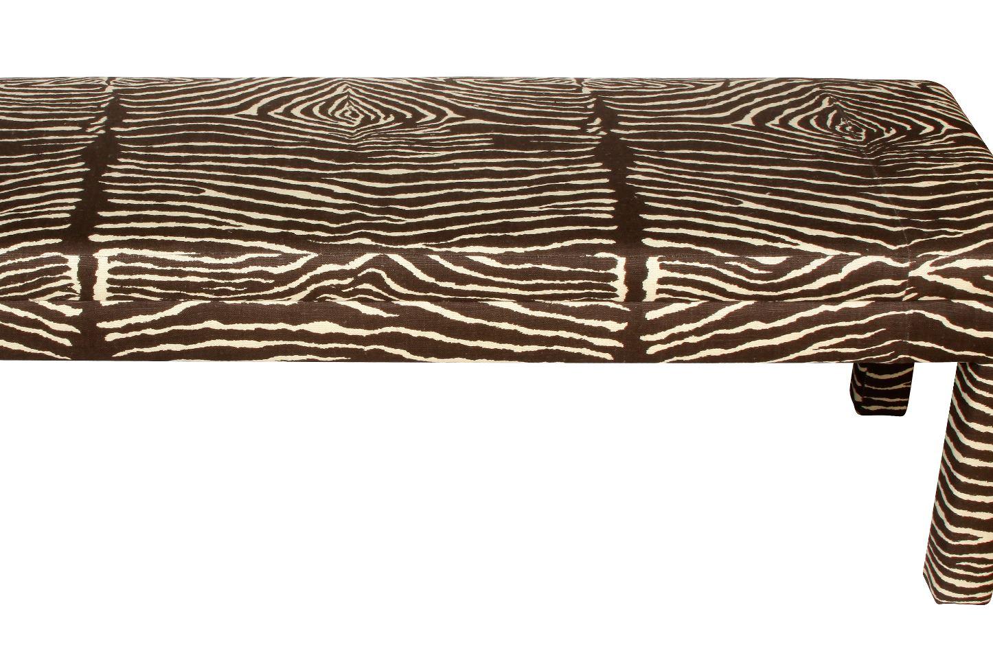 American Large Mid-Century Modern Zebra Parsons Bench