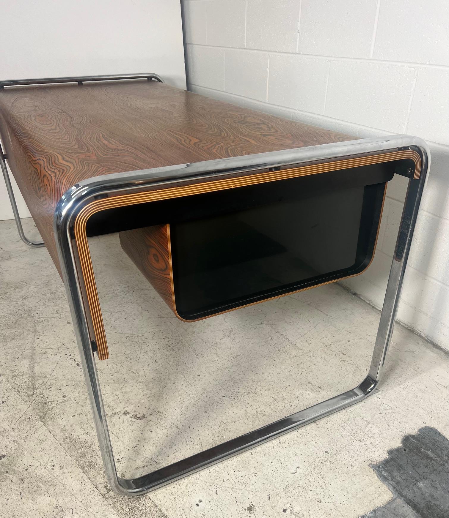 Large Mid Century Modern Zebra Wood Desk By Peter Protzman For Herman Miller For Sale 8