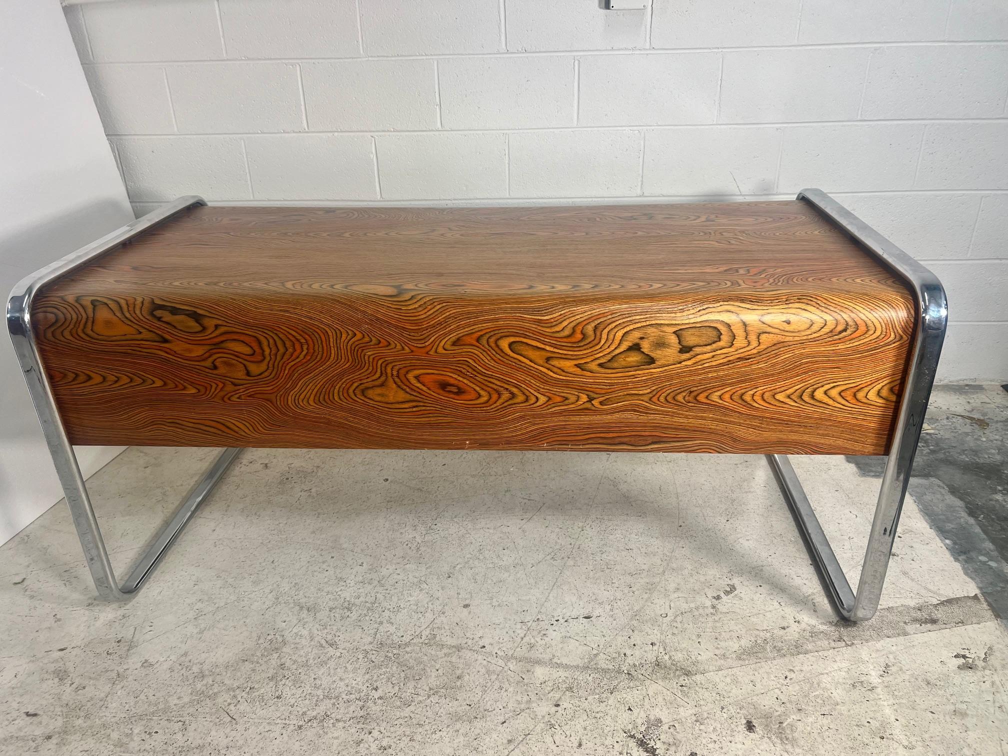 Large Mid Century Modern Zebra Wood Desk By Peter Protzman For Herman Miller For Sale 9