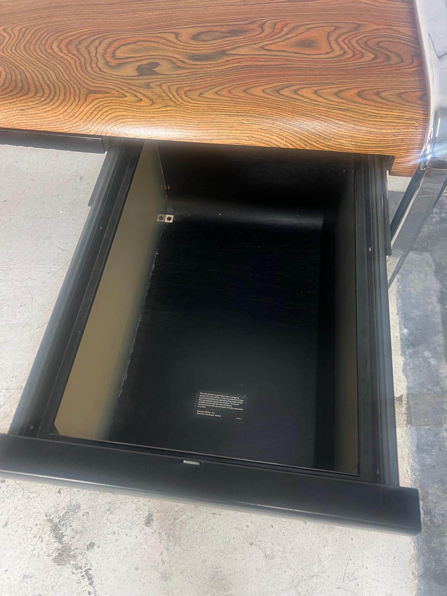 American Large Mid Century Modern Zebra Wood Desk By Peter Protzman For Herman Miller For Sale