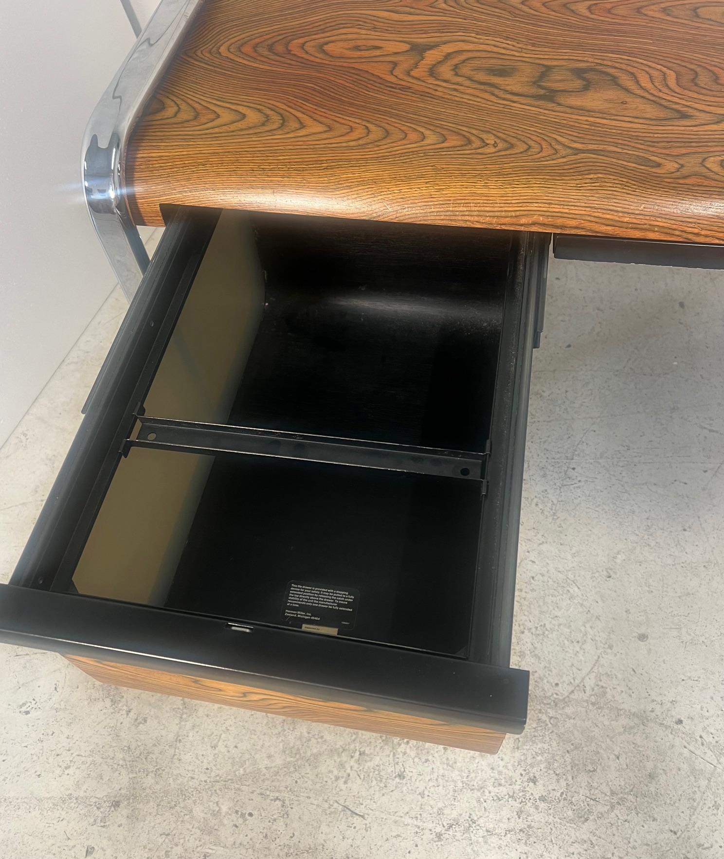 20th Century Large Mid Century Modern Zebra Wood Desk By Peter Protzman For Herman Miller For Sale