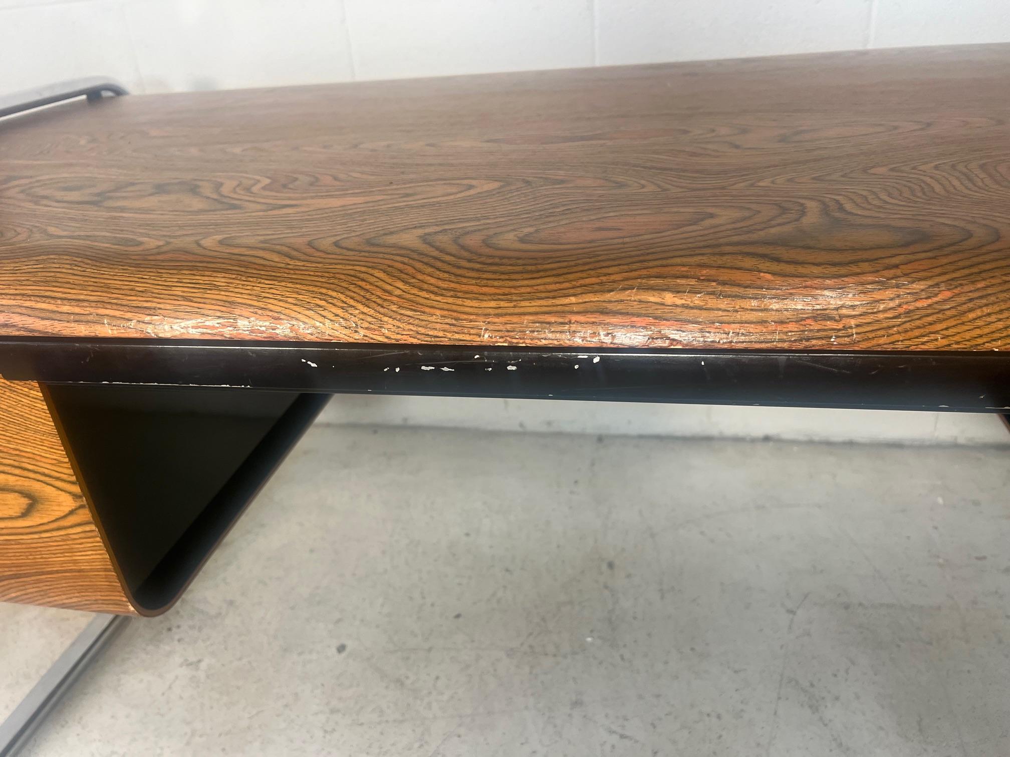 Large Mid Century Modern Zebra Wood Desk By Peter Protzman For Herman Miller For Sale 1