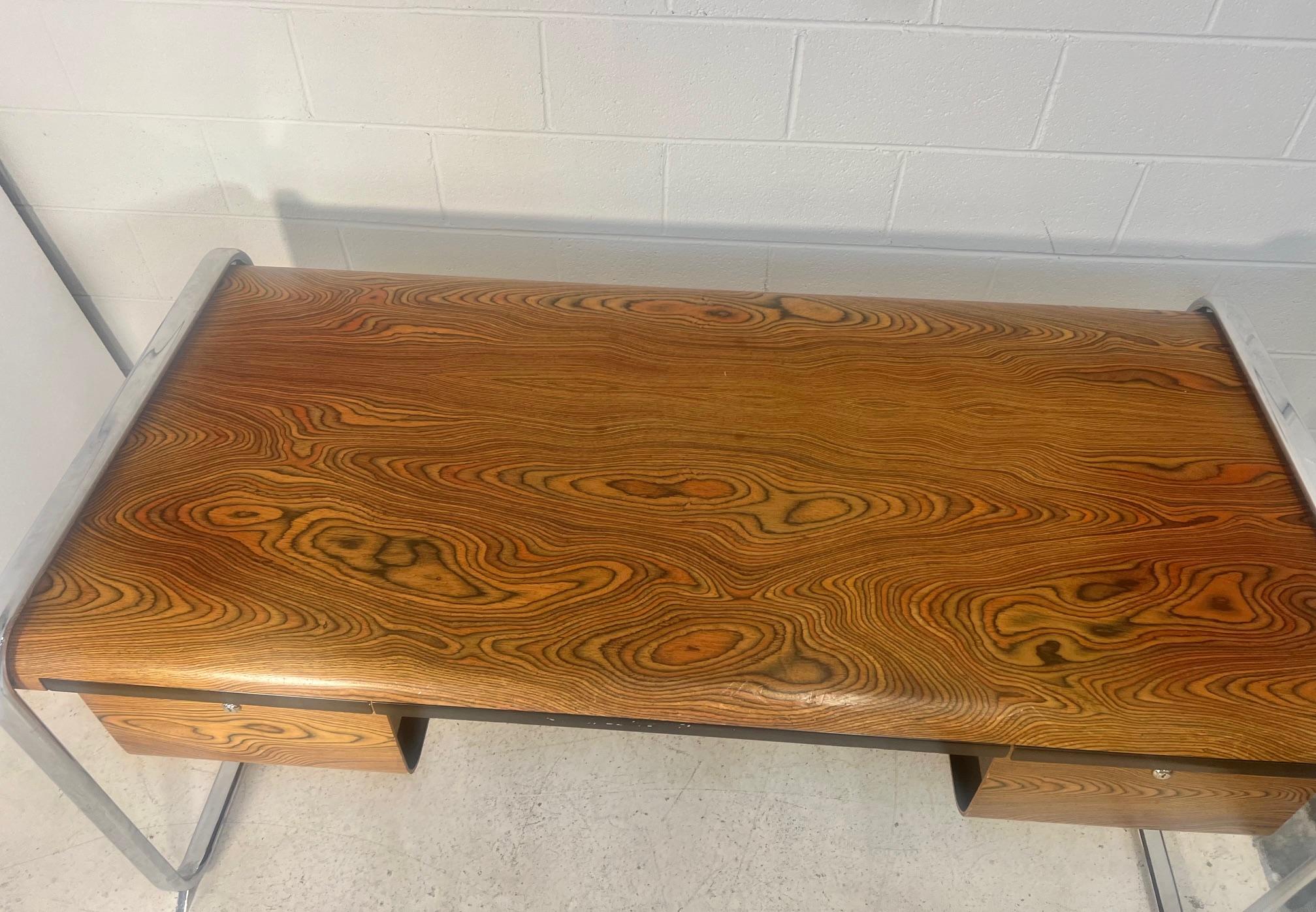 Large Mid Century Modern Zebra Wood Desk By Peter Protzman For Herman Miller For Sale 3