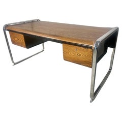 Large Mid Century Modern Zebra Wood Desk By Peter Protzman For Herman Miller
