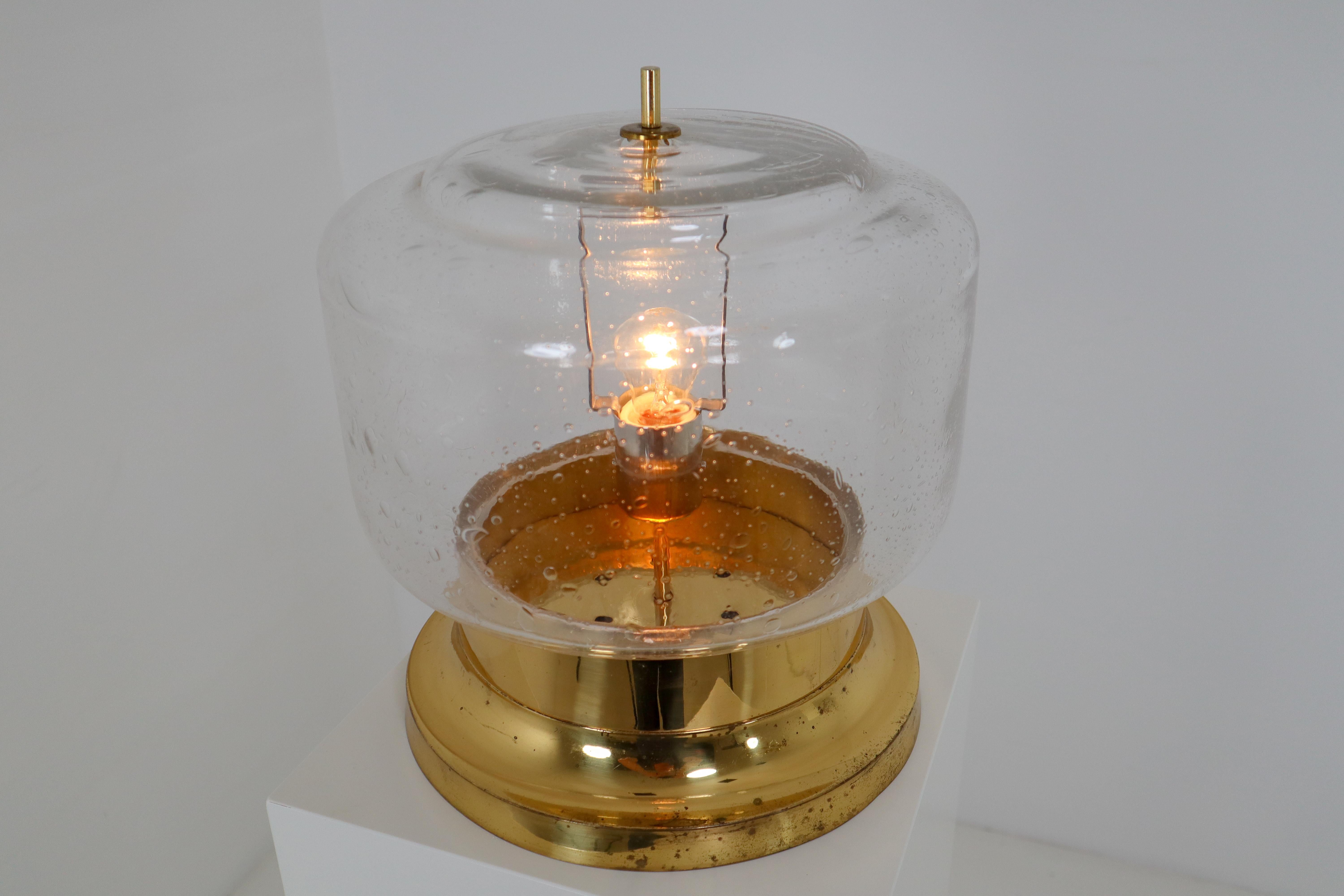 20th Century Large Mid-Century Modernist Hand-Blowed Glass and Brass Table Lamp, Austria 1960