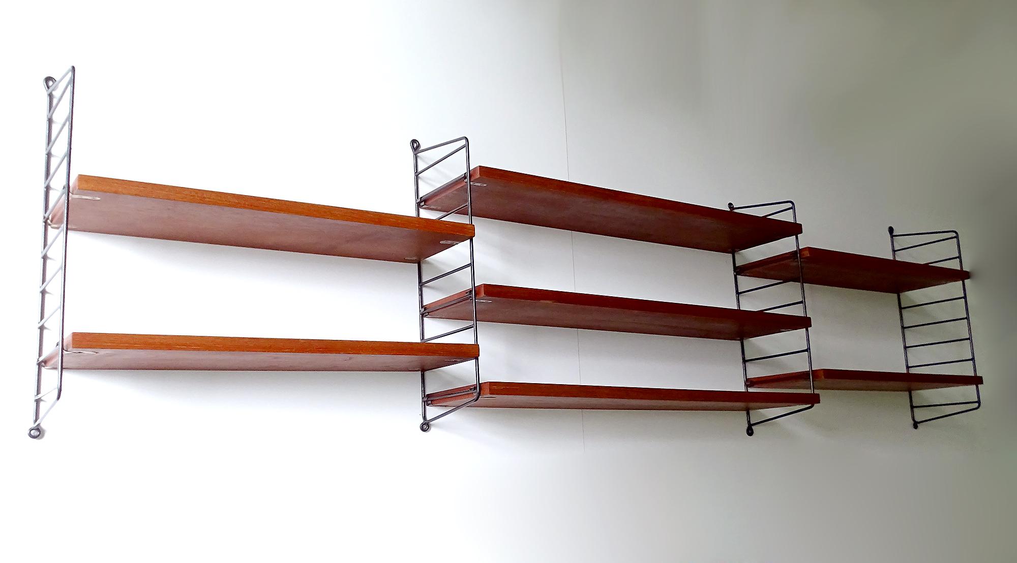 Mid-Century Modern Large Midcentury Modular Danish Modern Nisse Strinning Wall Shelves Shelf For Sale