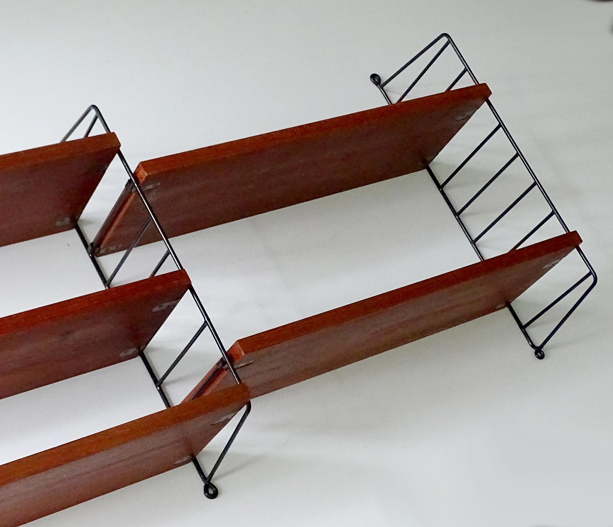 Metal Large Midcentury Modular Danish Modern Nisse Strinning Wall Shelves Shelf For Sale