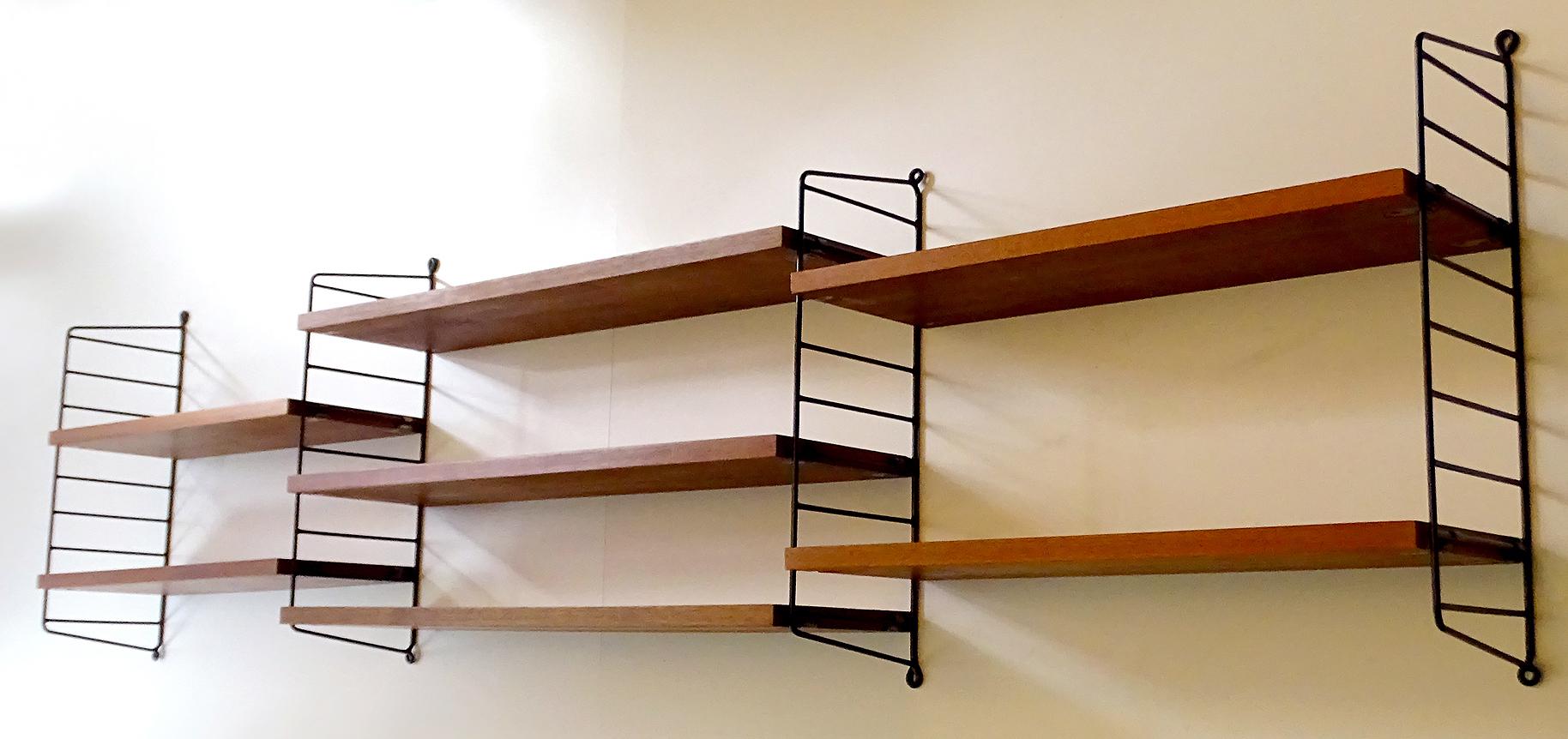 Large Midcentury Modular Danish Modern Nisse Strinning Wall Shelves Shelf For Sale 1