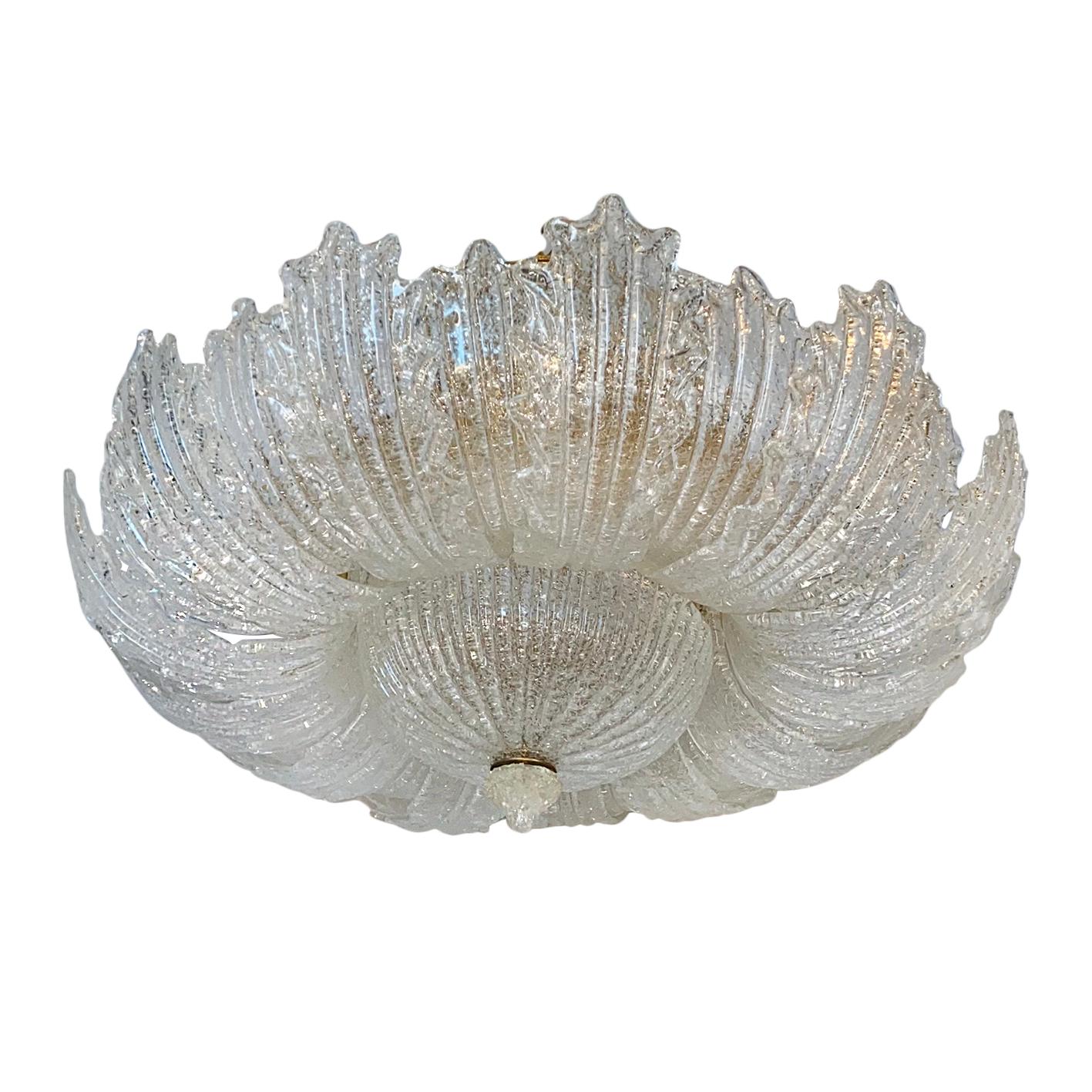 Large Midcentury Molded Glass Light Fixture In Good Condition For Sale In New York, NY