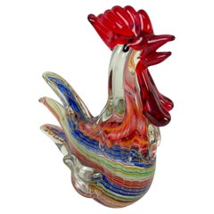Large, mid-century, multicolored Murano glass rooster, 1960s