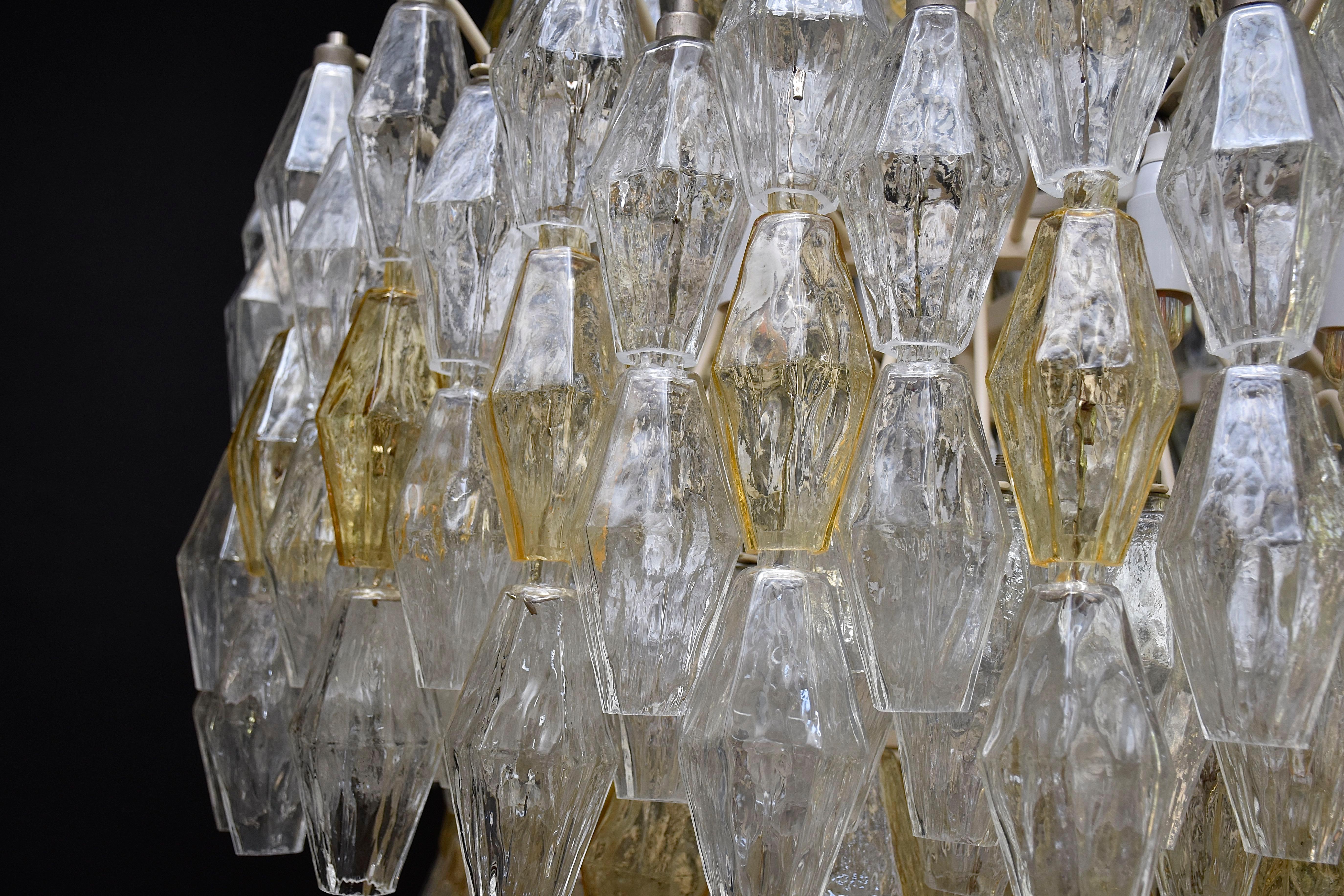 20th Century Large mid-century Murano chandelier 'Poliedri' by Carlo Scarpa for Venini For Sale