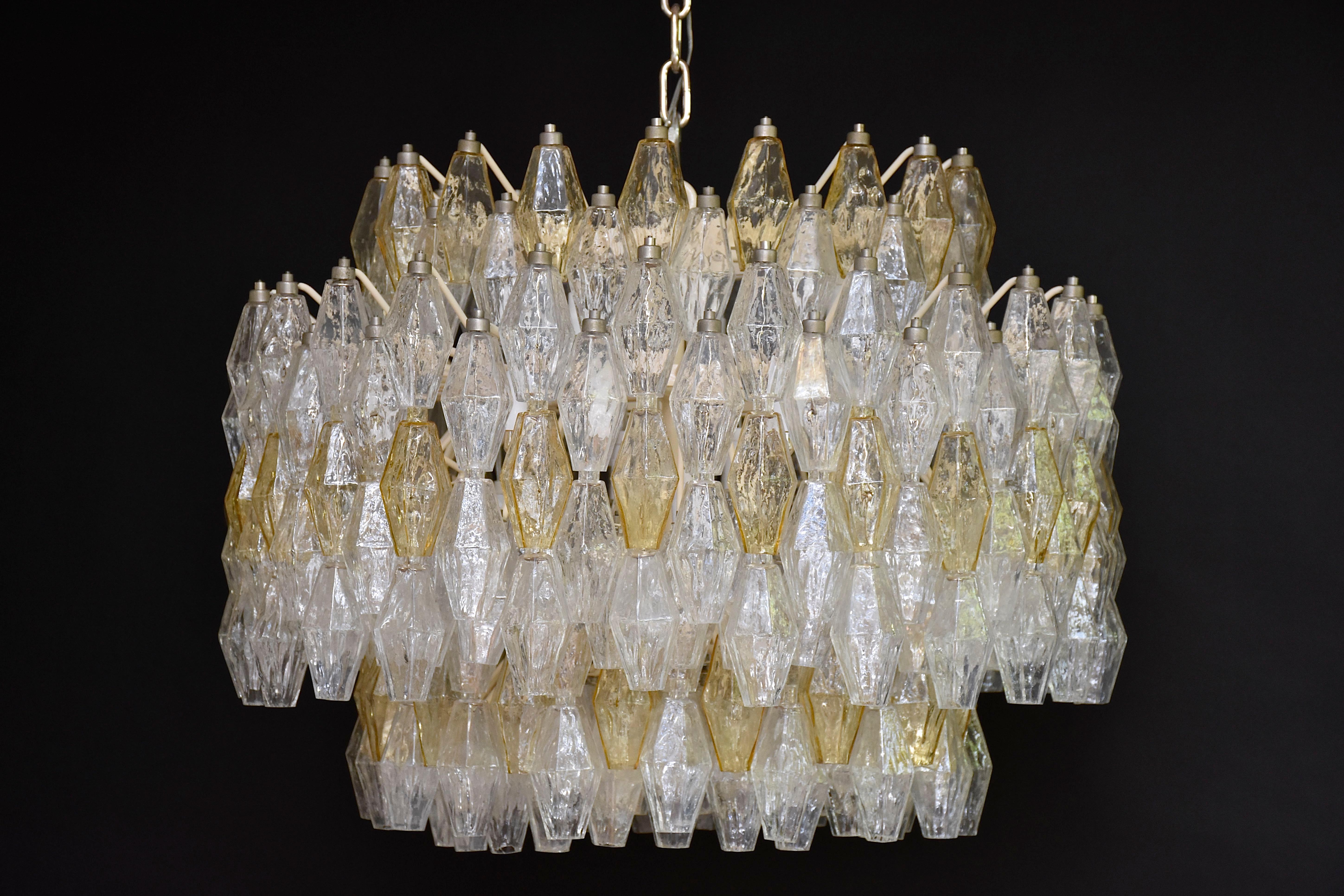 Metal Large mid-century Murano chandelier 'Poliedri' by Carlo Scarpa for Venini For Sale