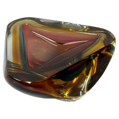 Großer Aschenbecher aus Murano-Glas aus der Mitte des Jahrhunderts, Bernstein, 1960er Jahre
