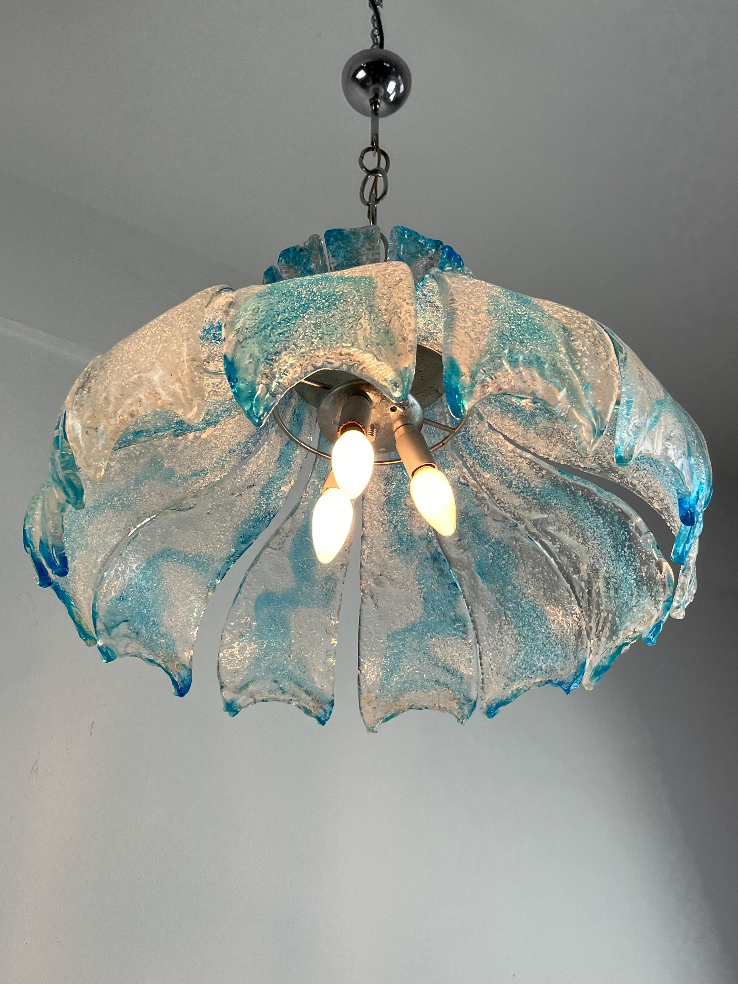 Italian Large Mid-Century Murano Glass Chandelier By Carlo Nason For Mazzega 1960s For Sale