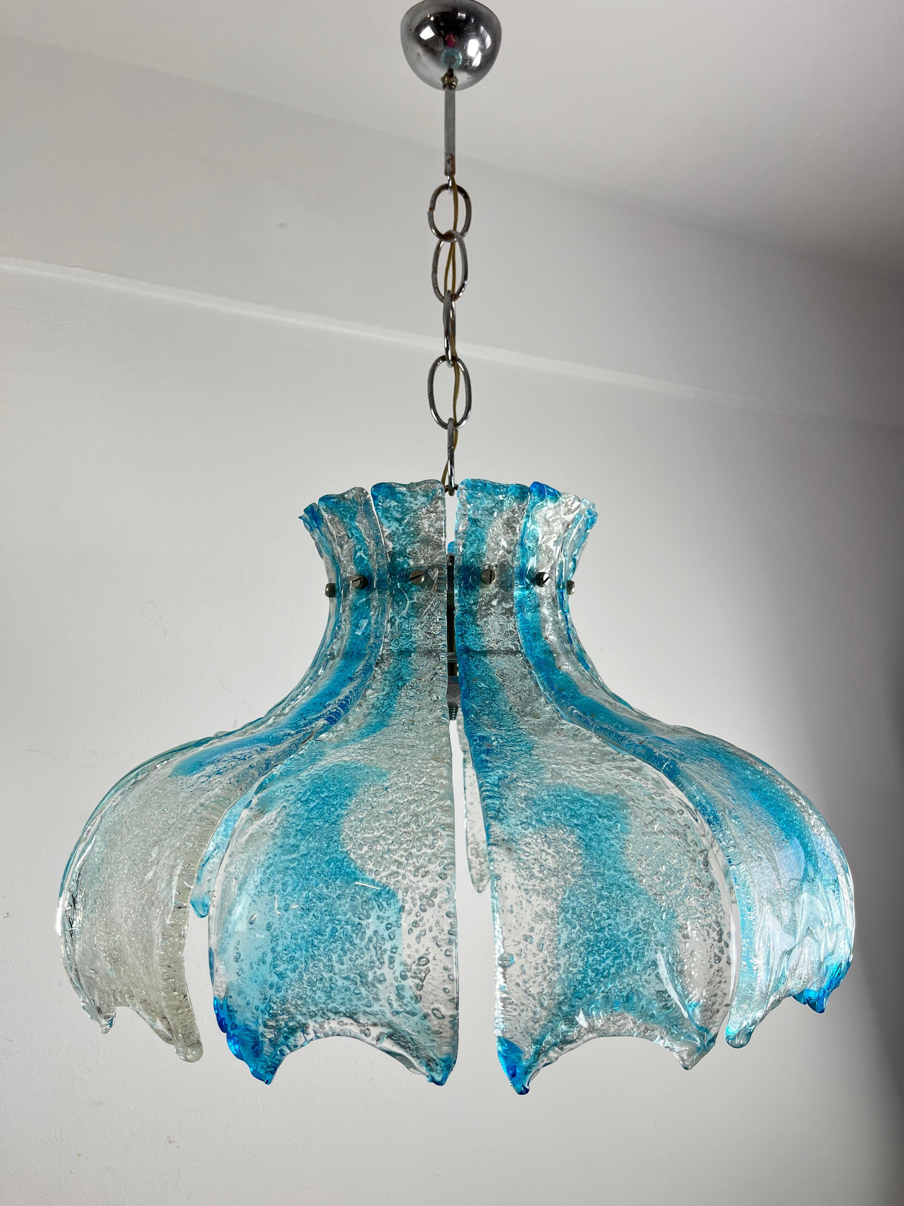 Metal Large Mid-Century Murano Glass Chandelier By Carlo Nason For Mazzega 1960s For Sale