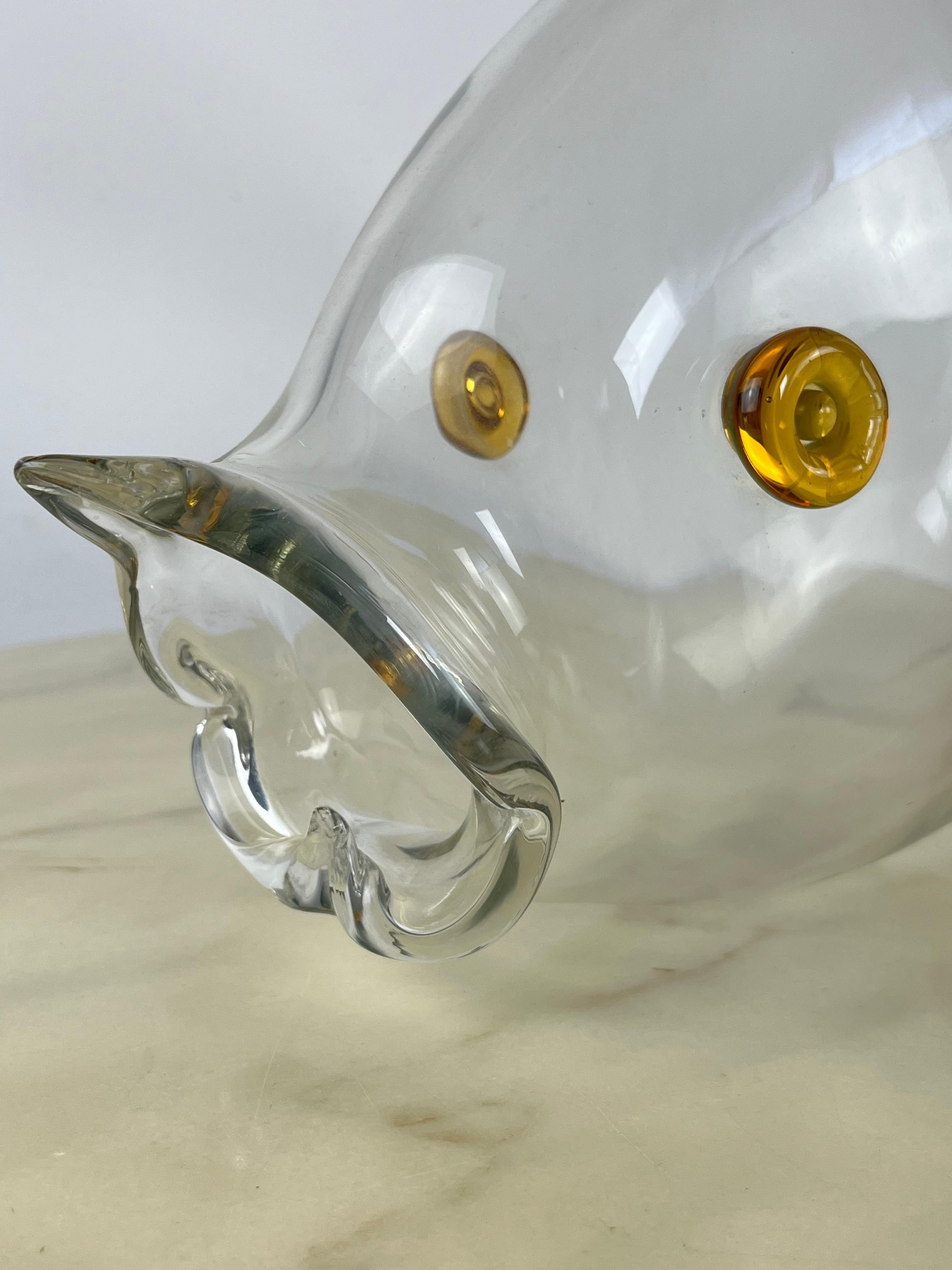 Mid-20th Century Large Mid-Century Murano Glass Fish Attributed to Flavio Poli 1950s For Sale