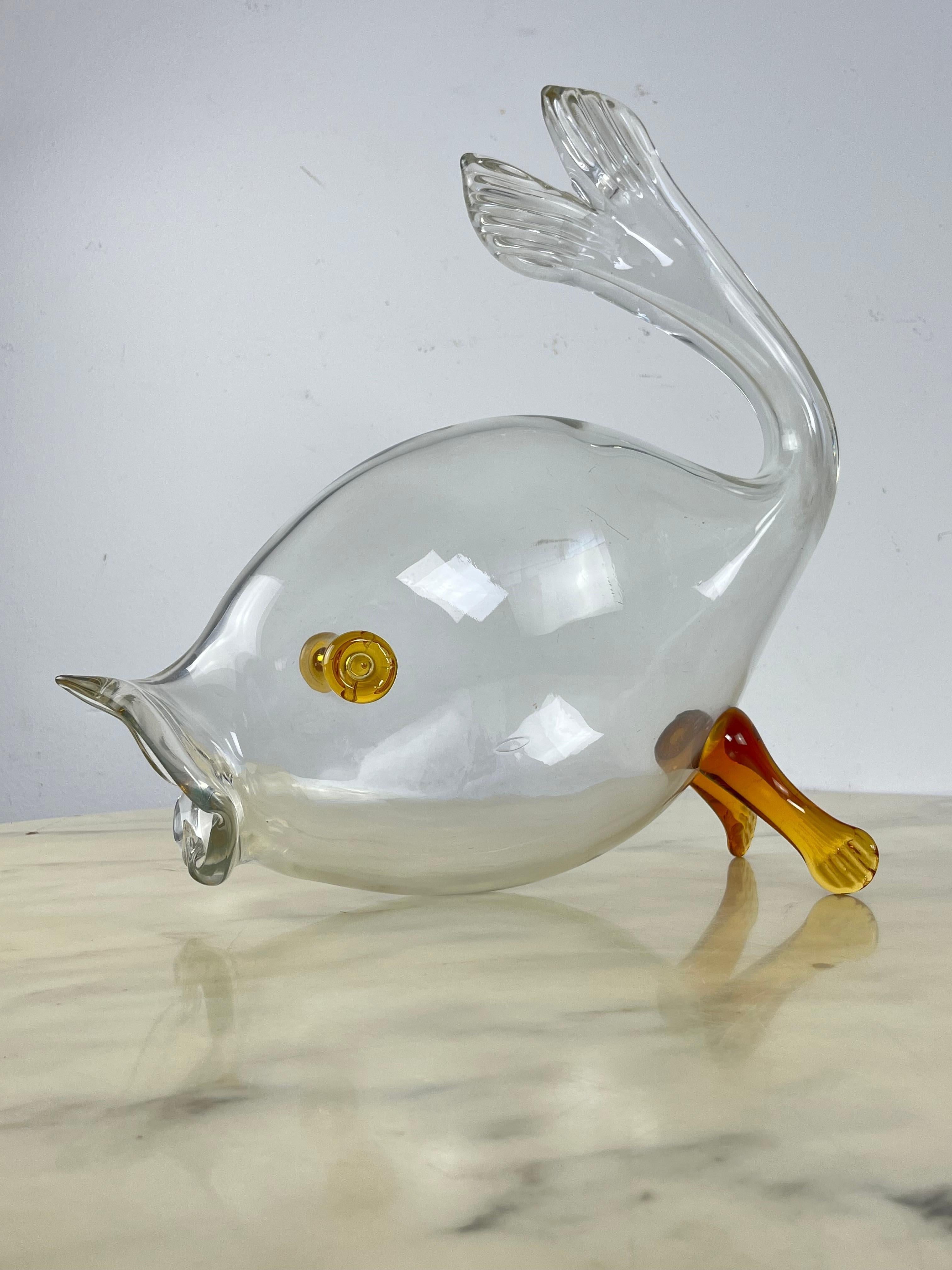 Großer Murano-Glasfisch aus der Jahrhundertmitte, Flavio Poli zugeschrieben 1950er Jahre (Muranoglas) im Angebot