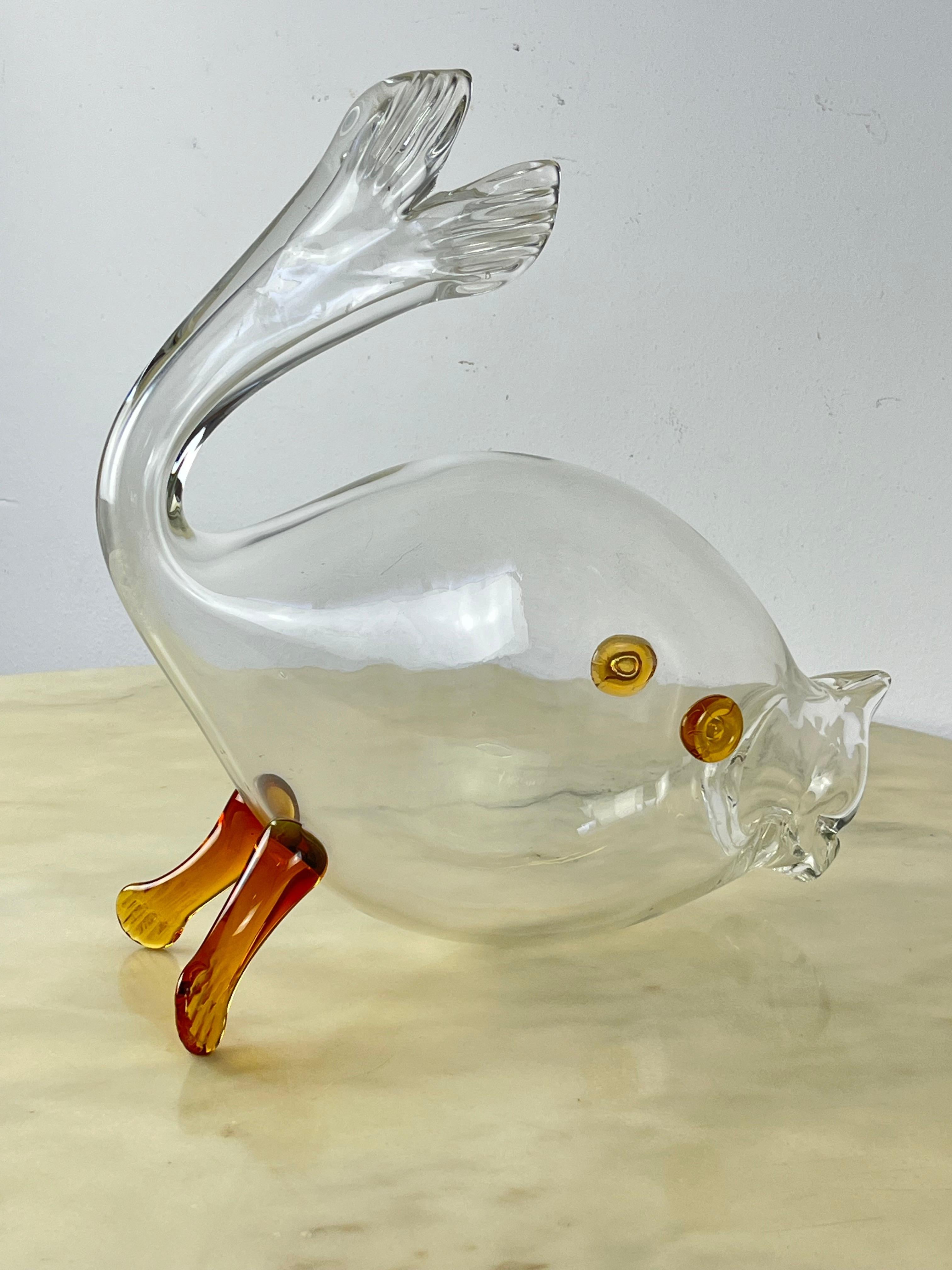 Large Mid-Century Murano Glass Fish Attributed to Flavio Poli 1950s For Sale 2