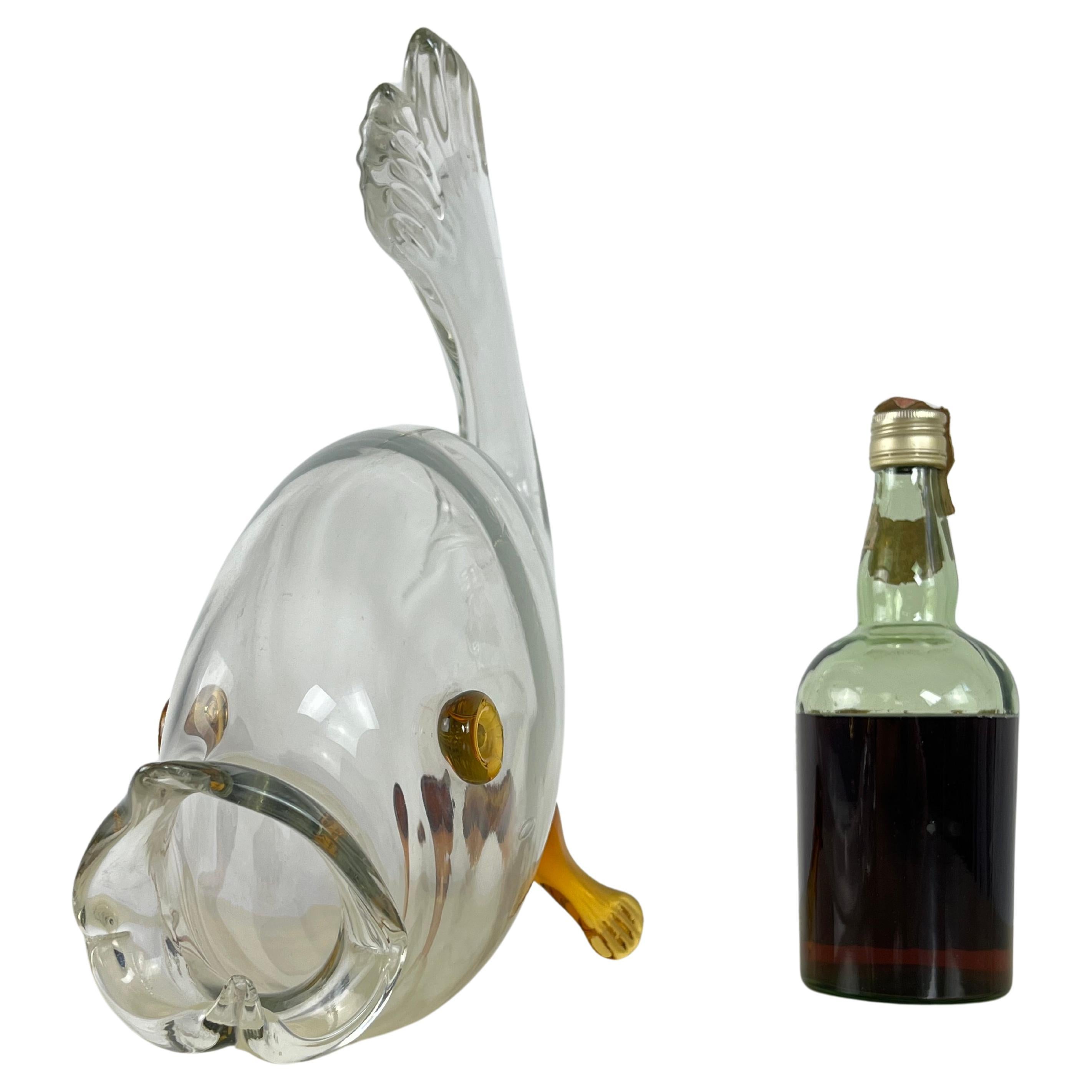 Large Mid-Century Murano Glass Fish Attributed to Flavio Poli 1950s For Sale