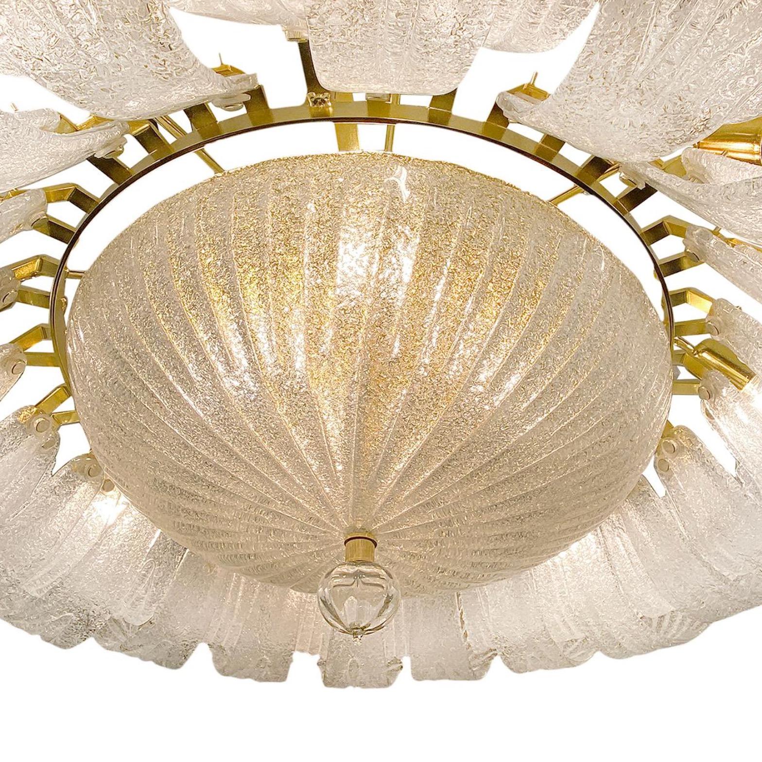 Large Mid-Century Murano Glass Light Fixture In Good Condition For Sale In New York, NY