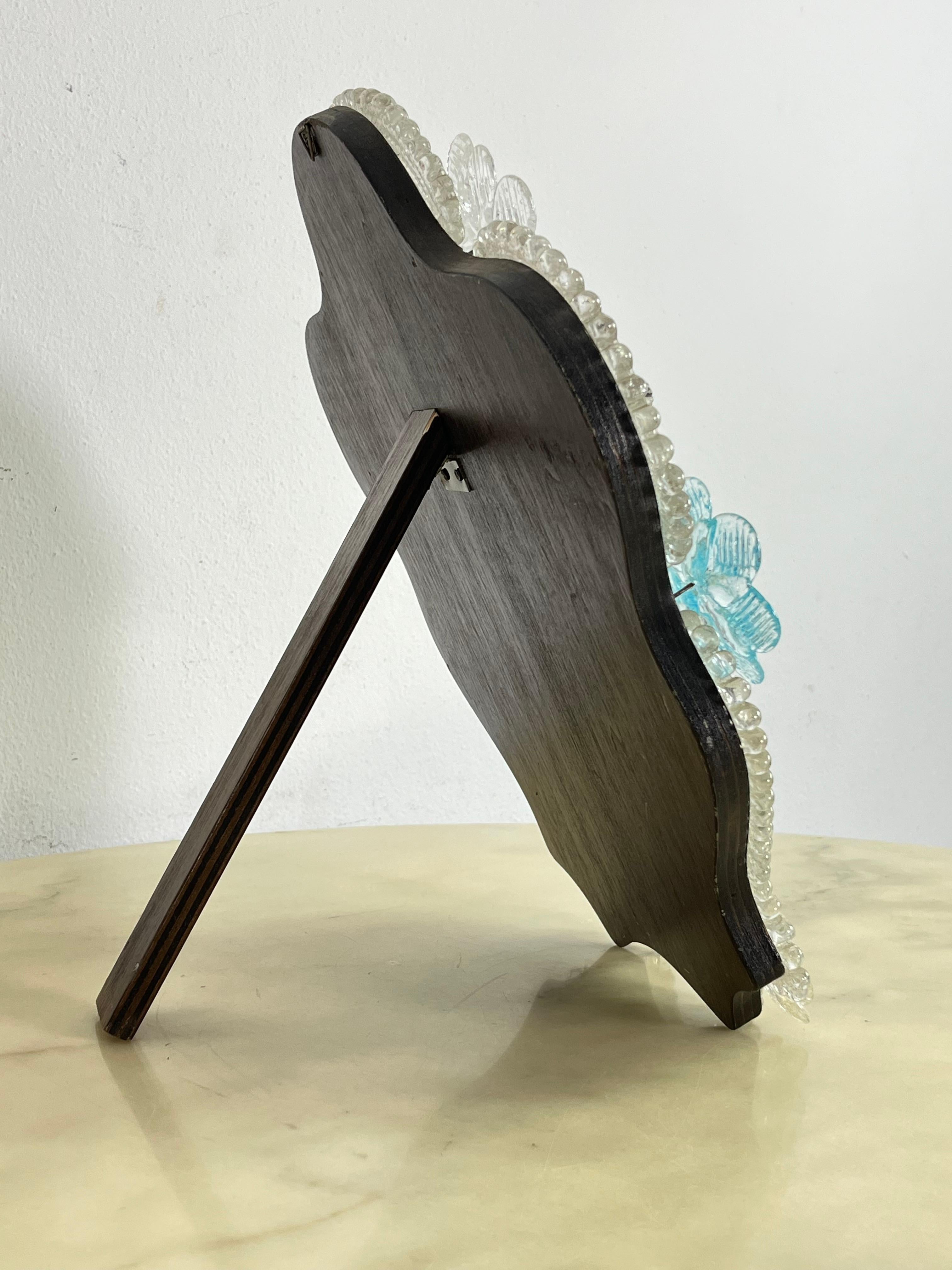 Milieu du XXe siècle Grand miroir de table en verre de Murano du milieu du siècle dernier  Dans le style de Barovier & Toso en vente