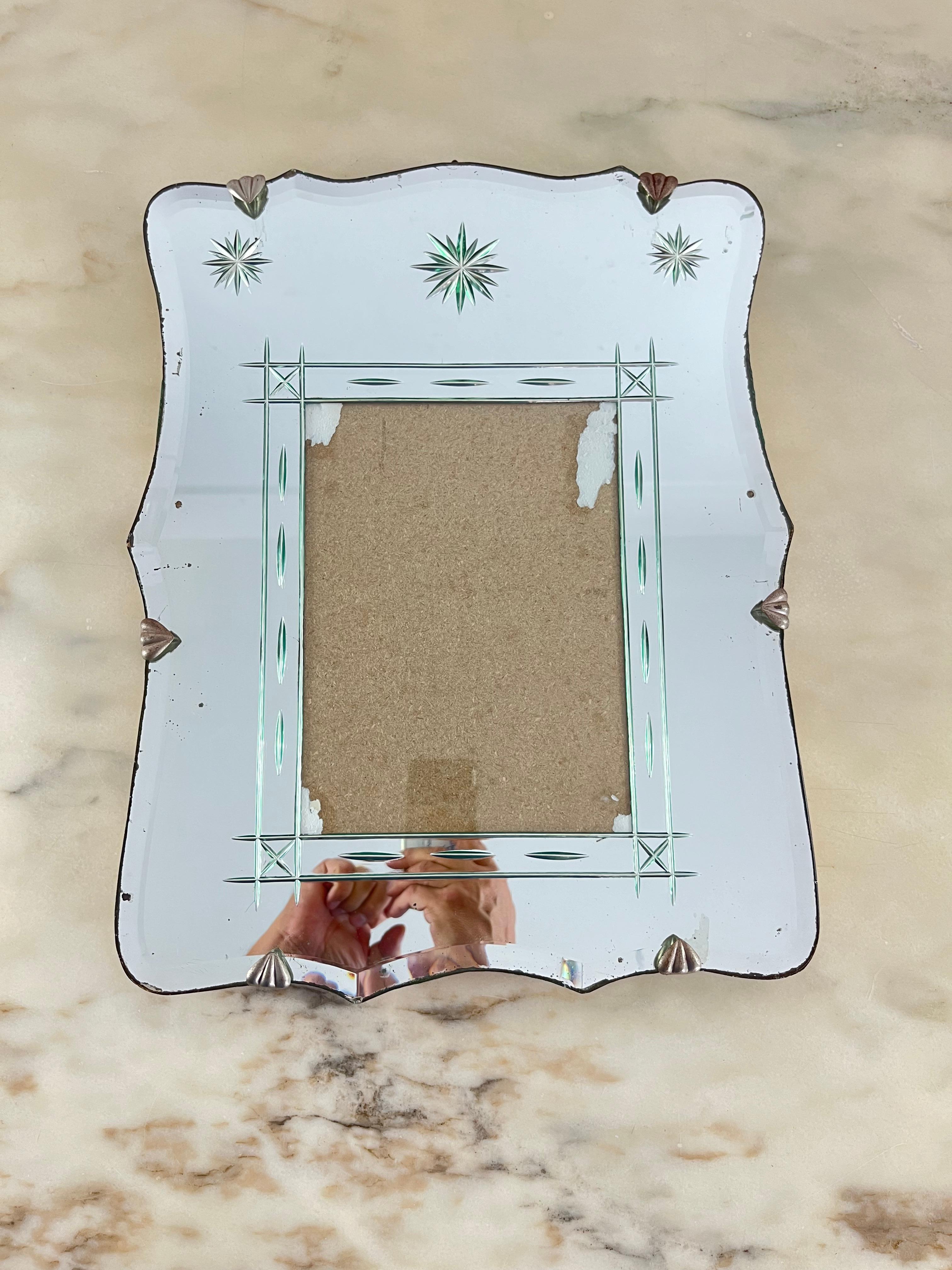 Large Mid-Century Murano Glass Wall Photo Holder, 1950s For Sale 8