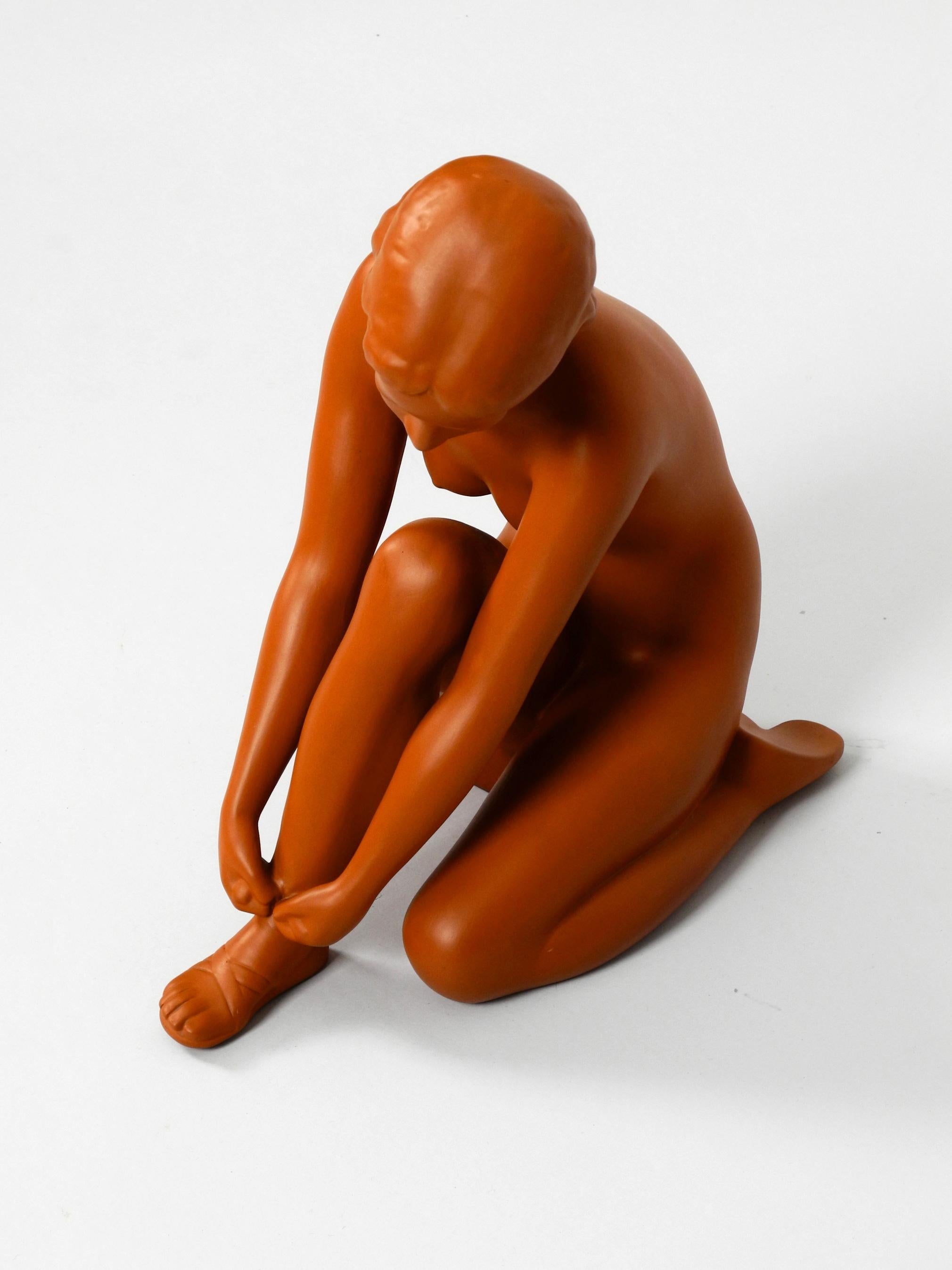 German Large Midcentury Nude Figure by Arthur Möller for Wormser Terra Sigillata