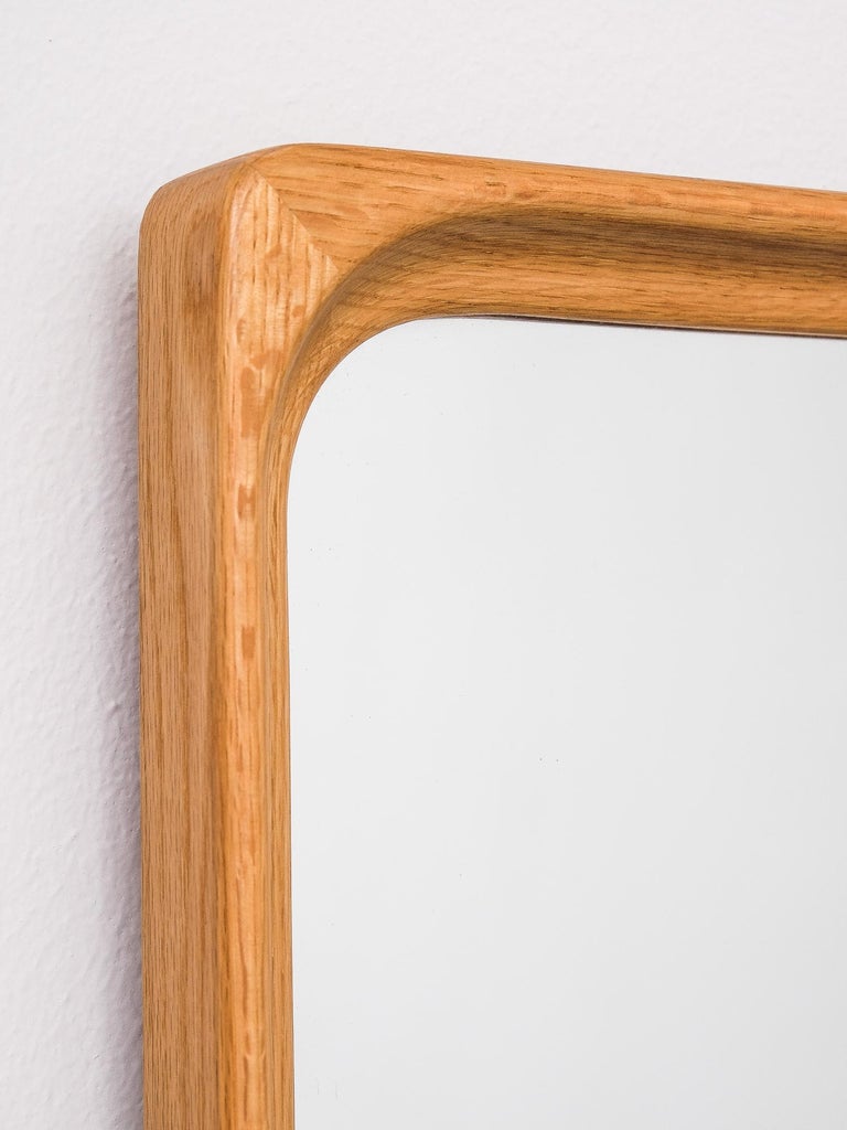 Large Midcentury Oak Wall Mirror, Glas Mäster Markaryd, Sweden, 1960s