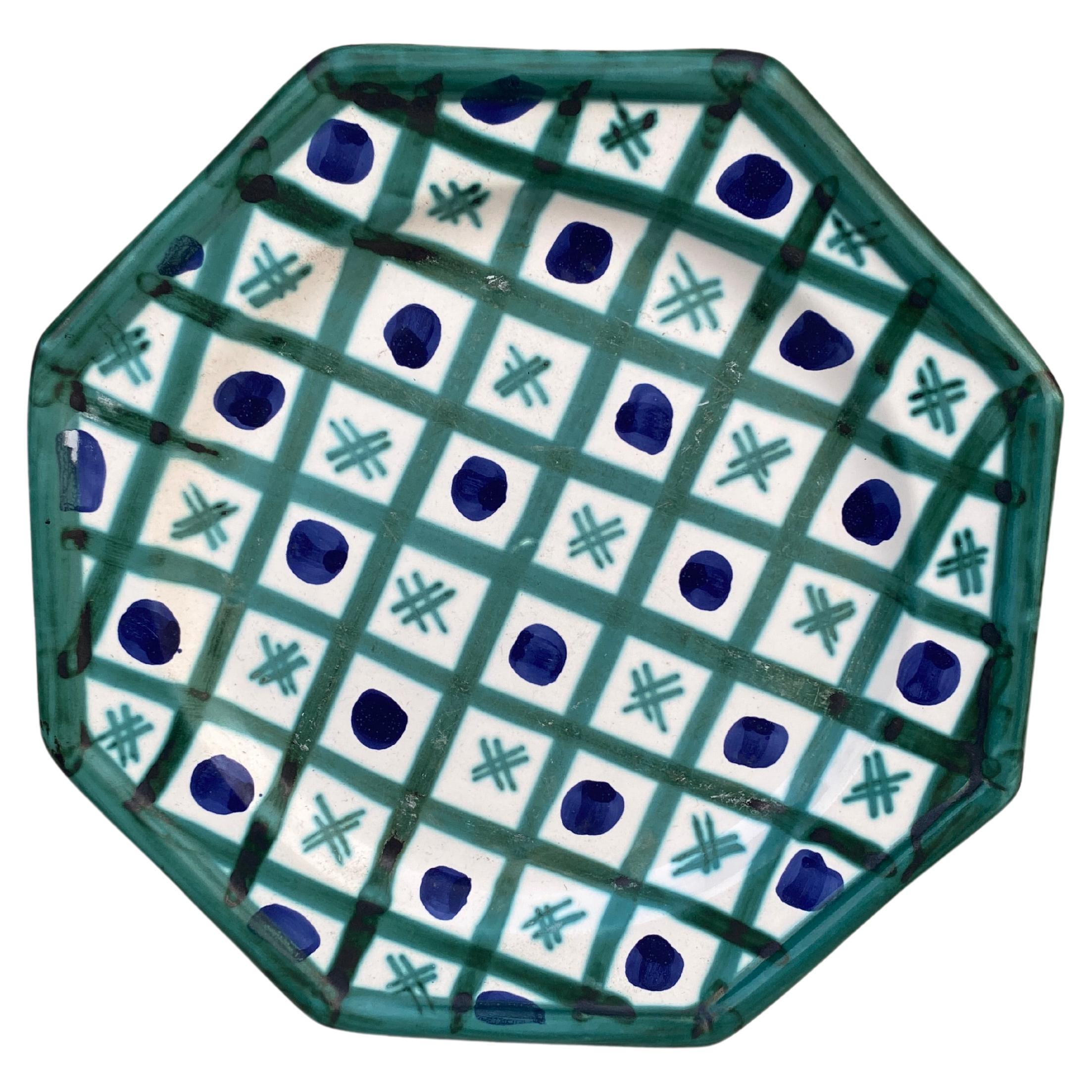 Large Mid-Century Octogonal Plate Robert Picault Vallauris