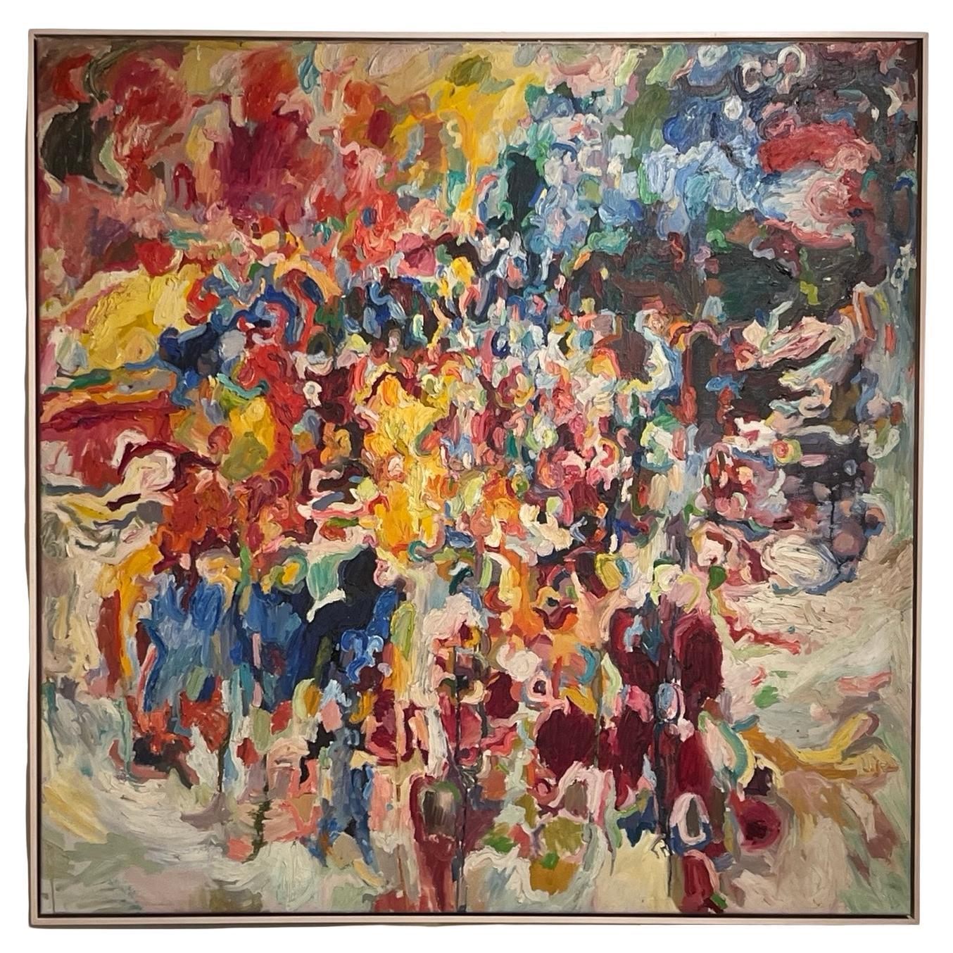 Großes Ölgemälde aus der Mitte des Jahrhunderts auf Leinwand, 1960