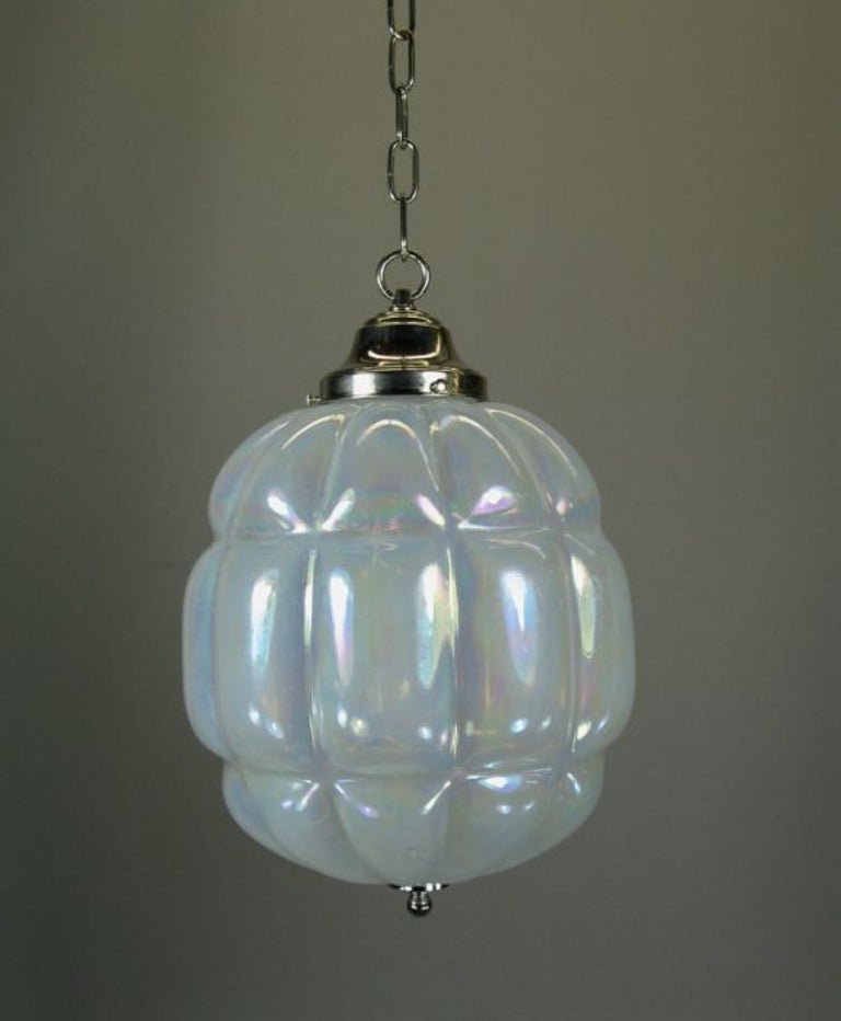 Opaline glass pendant. Hardware can be made available in brass.