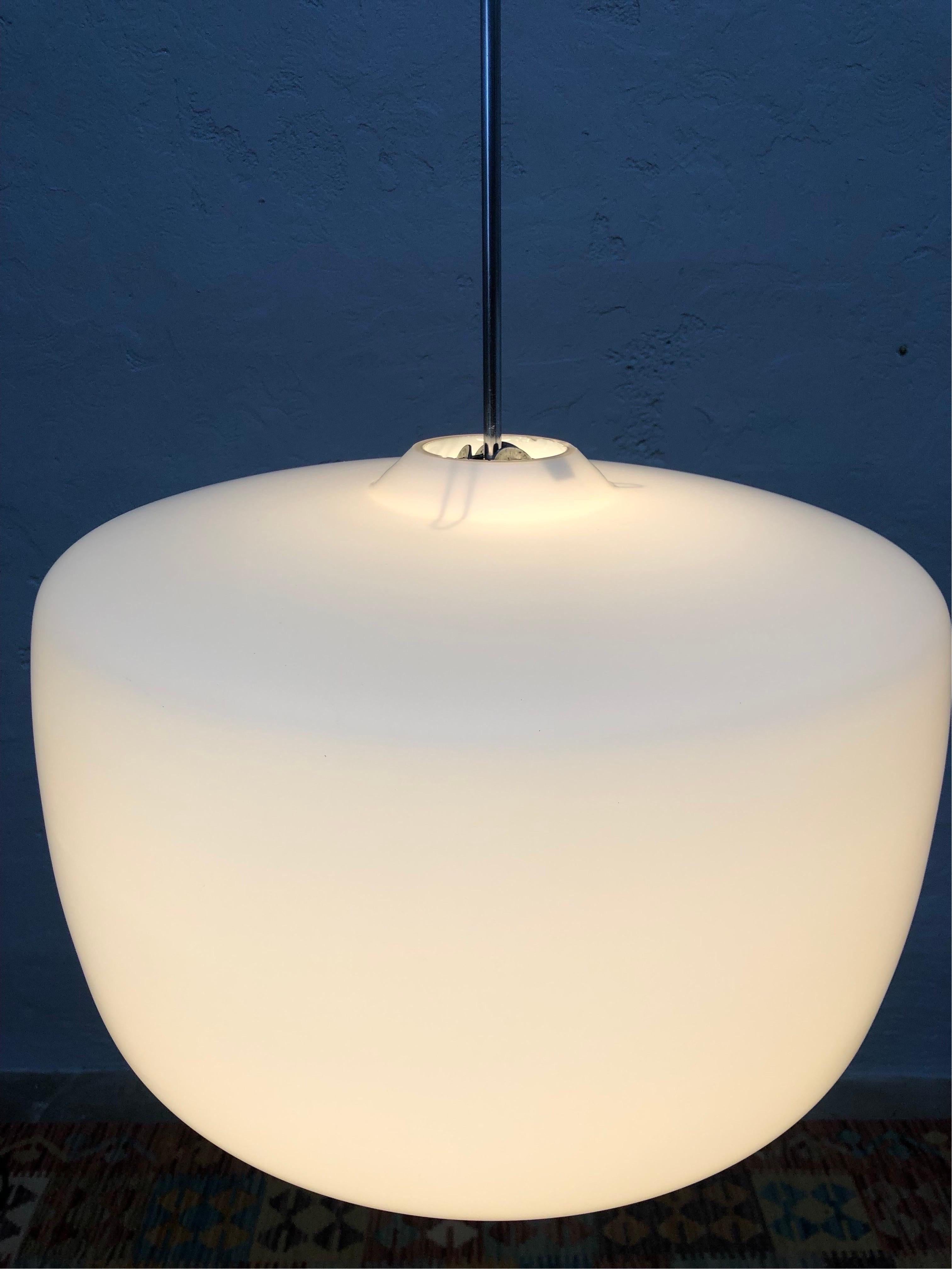 Hand-Crafted Large Mid Century Opaline Glass Shades For Sale