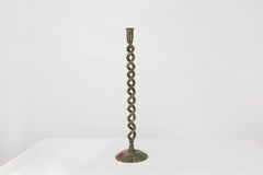 Large Mid-Century open Barley Twist Metal Candleholder, 1920s