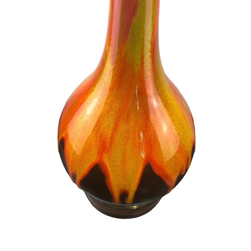 Mid-Century Modern Grande lampe du milieu du siècle à glaçure orange en vente