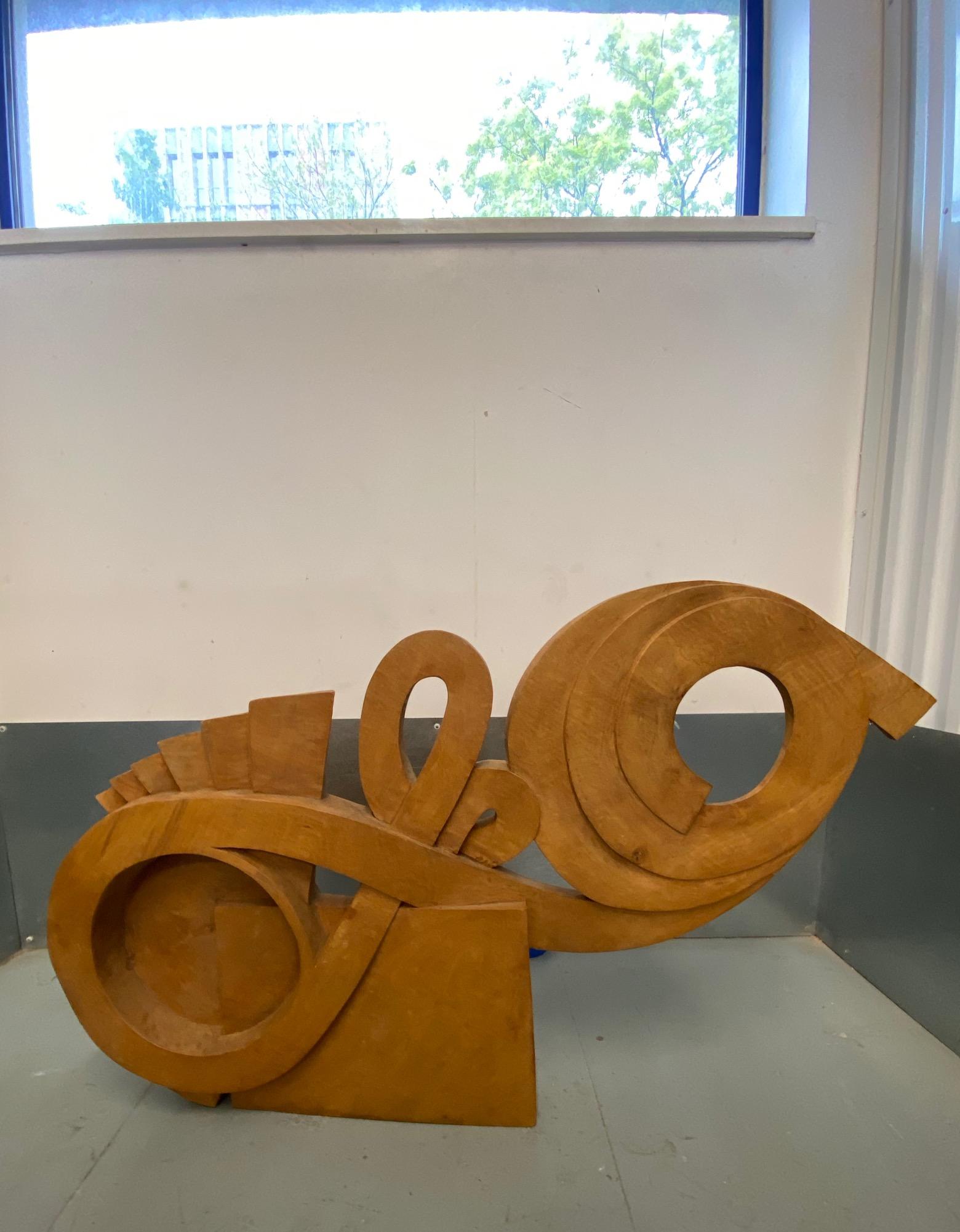 Hand-Carved Large Midcentury Organic Wooden Sculpture, UK For Sale