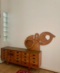 Grande scultura organica in legno di metà secolo, Regno Unito