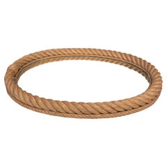 Gran espejo ovalado de cuerda de mediados de siglo Adrien Audoux and Frida Minet