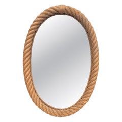 Gran espejo ovalado de cuerda de mediados de siglo Adrien Audoux and Frida Minet