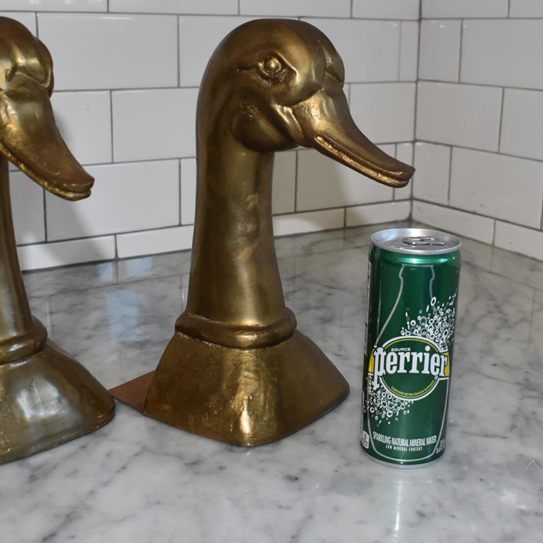 Mid-Century Modern Large Midcentury Oversize Gold Brass Duck Bookends a Pair, Made in Spain For Sale