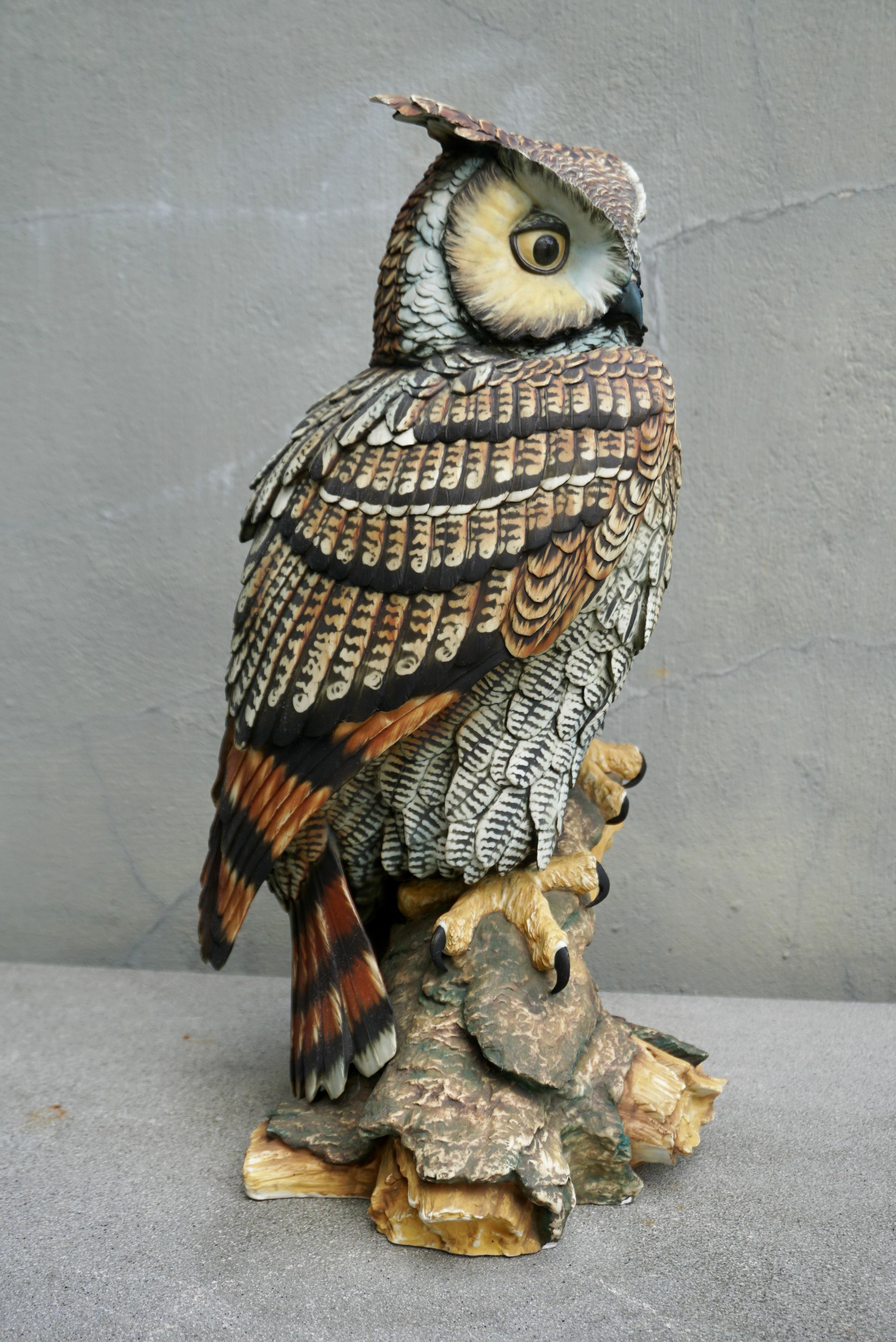 Rare and highly decorative, 1970's owl sculpture, signature illegible .
This stunning barn owl will look great on any mid-century design piece of furniture. It is beautifully made and in perfect condition. With the owl being the international symbol