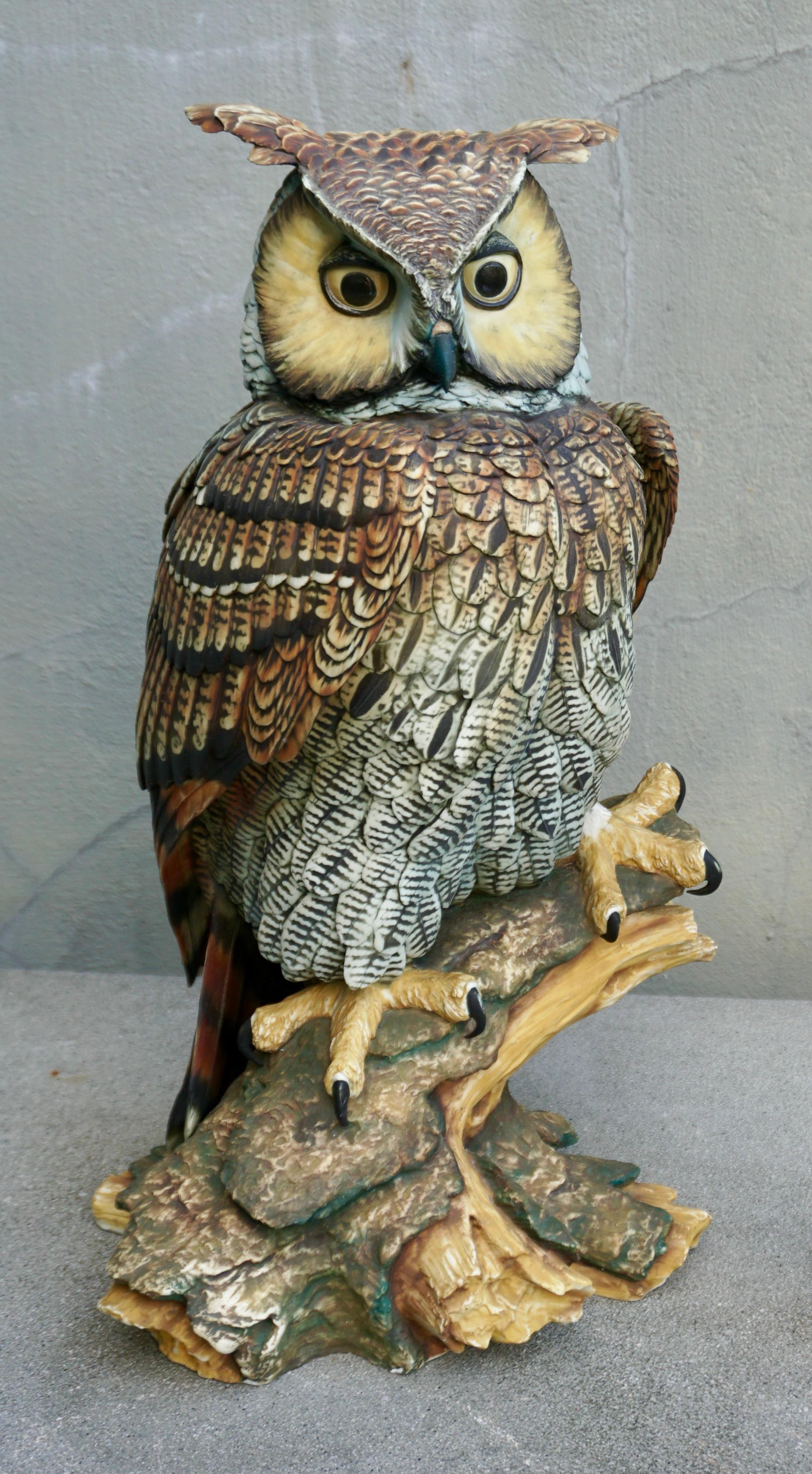 European Large Mid-Century Owl Sculpture  For Sale