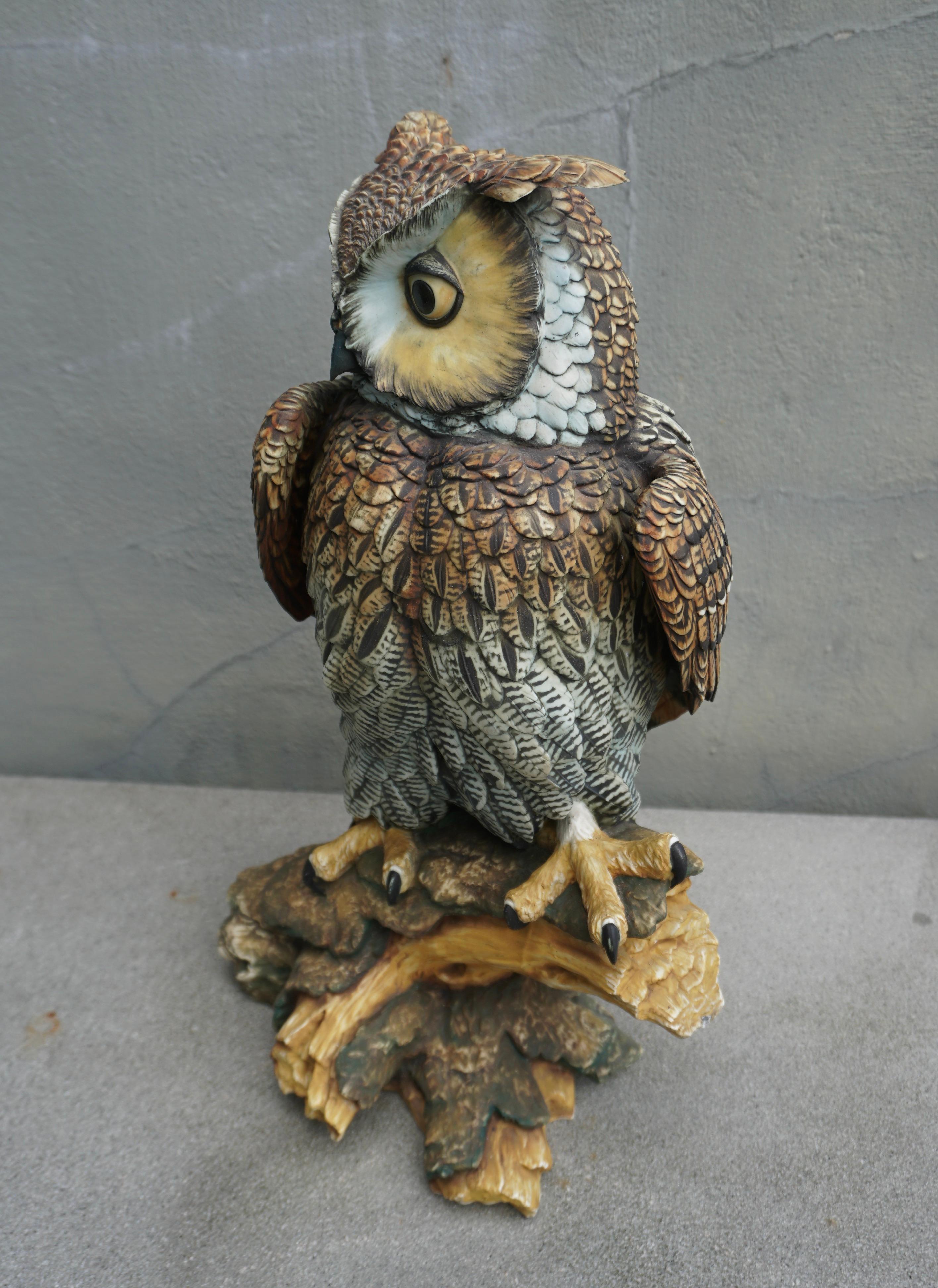 Ceramic Large Mid-Century Owl Sculpture  For Sale