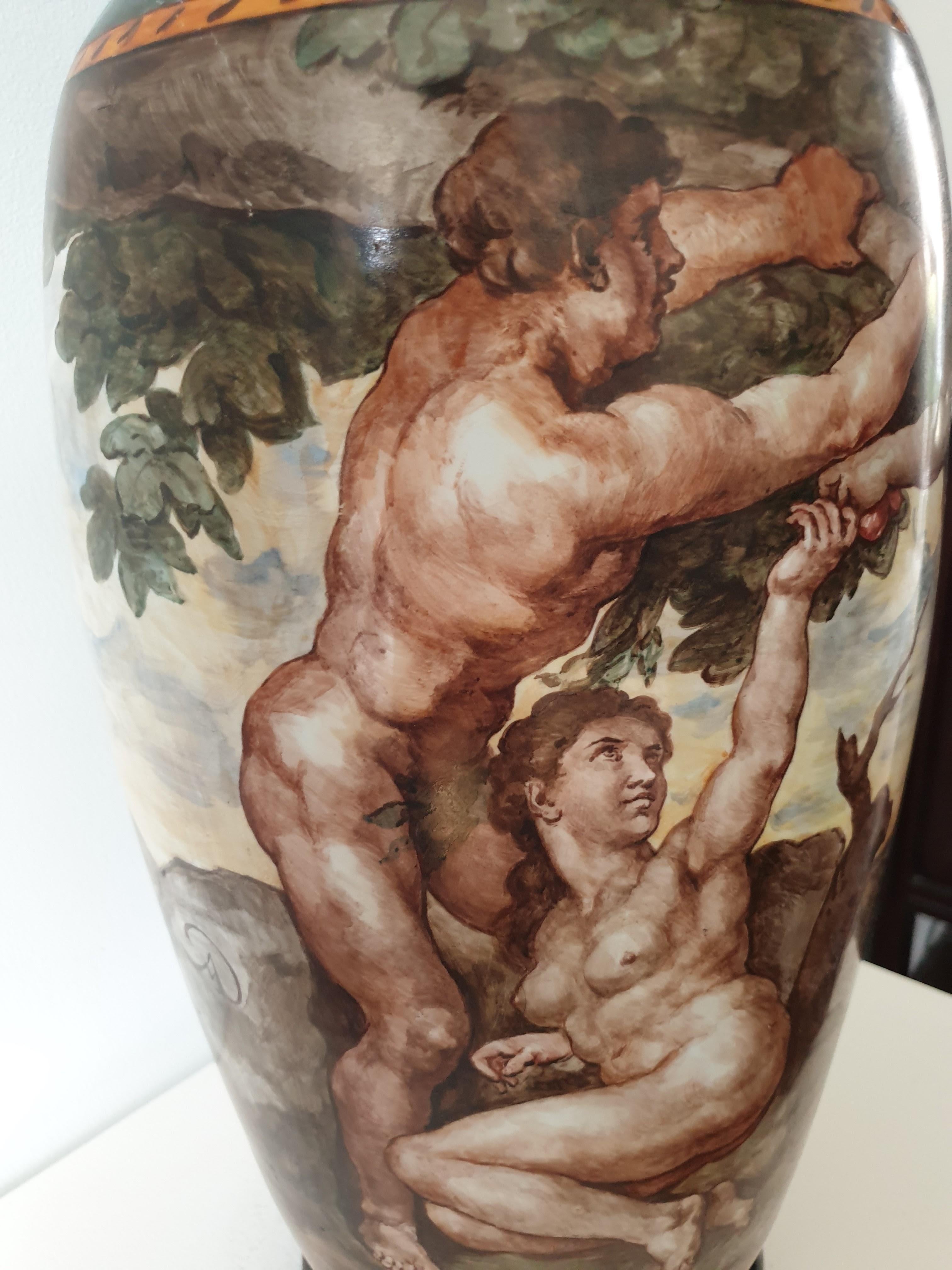 Large Mid Century painted Swedish vase. In Good Condition For Sale In London, GB