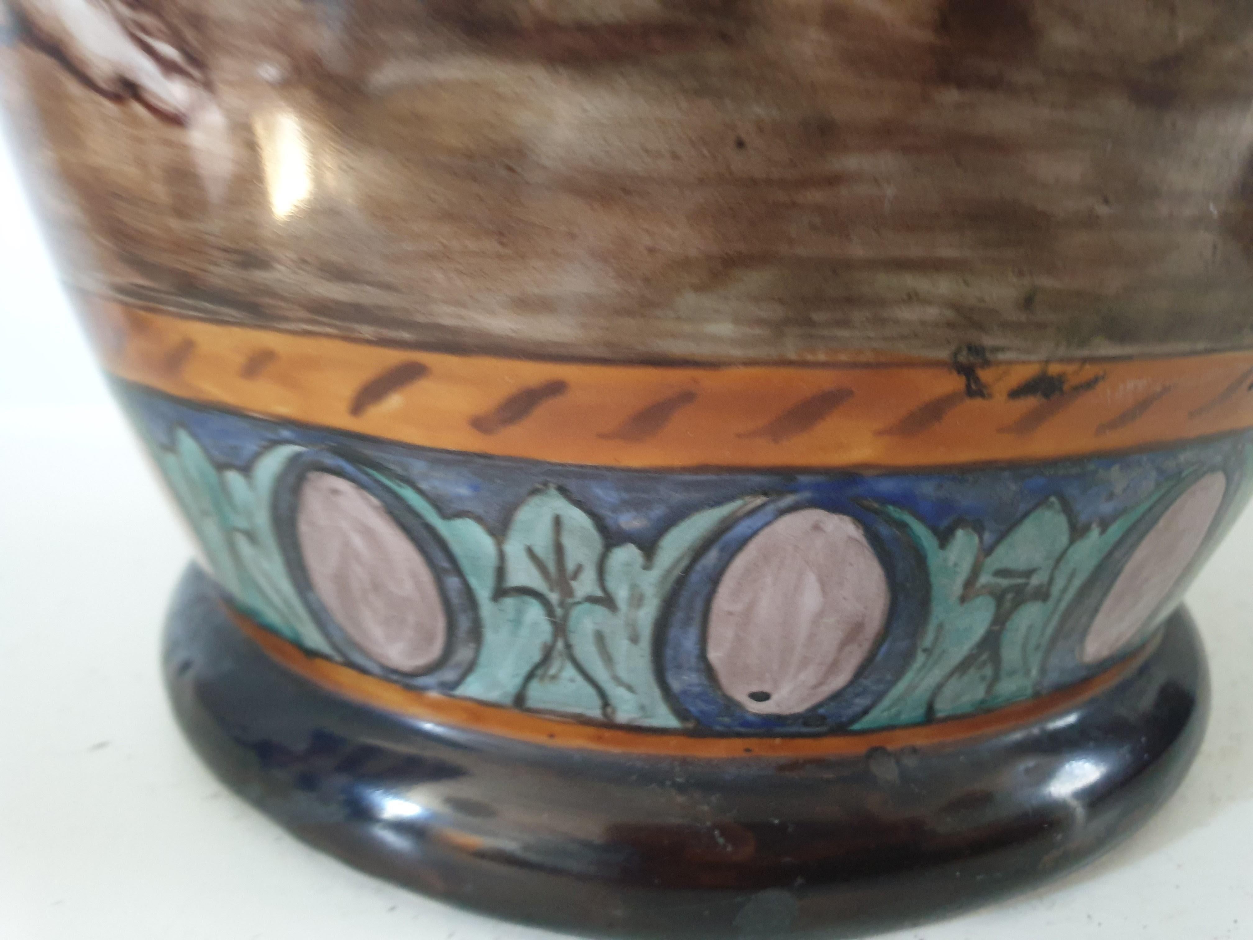 Large Mid Century painted Swedish vase. For Sale 1