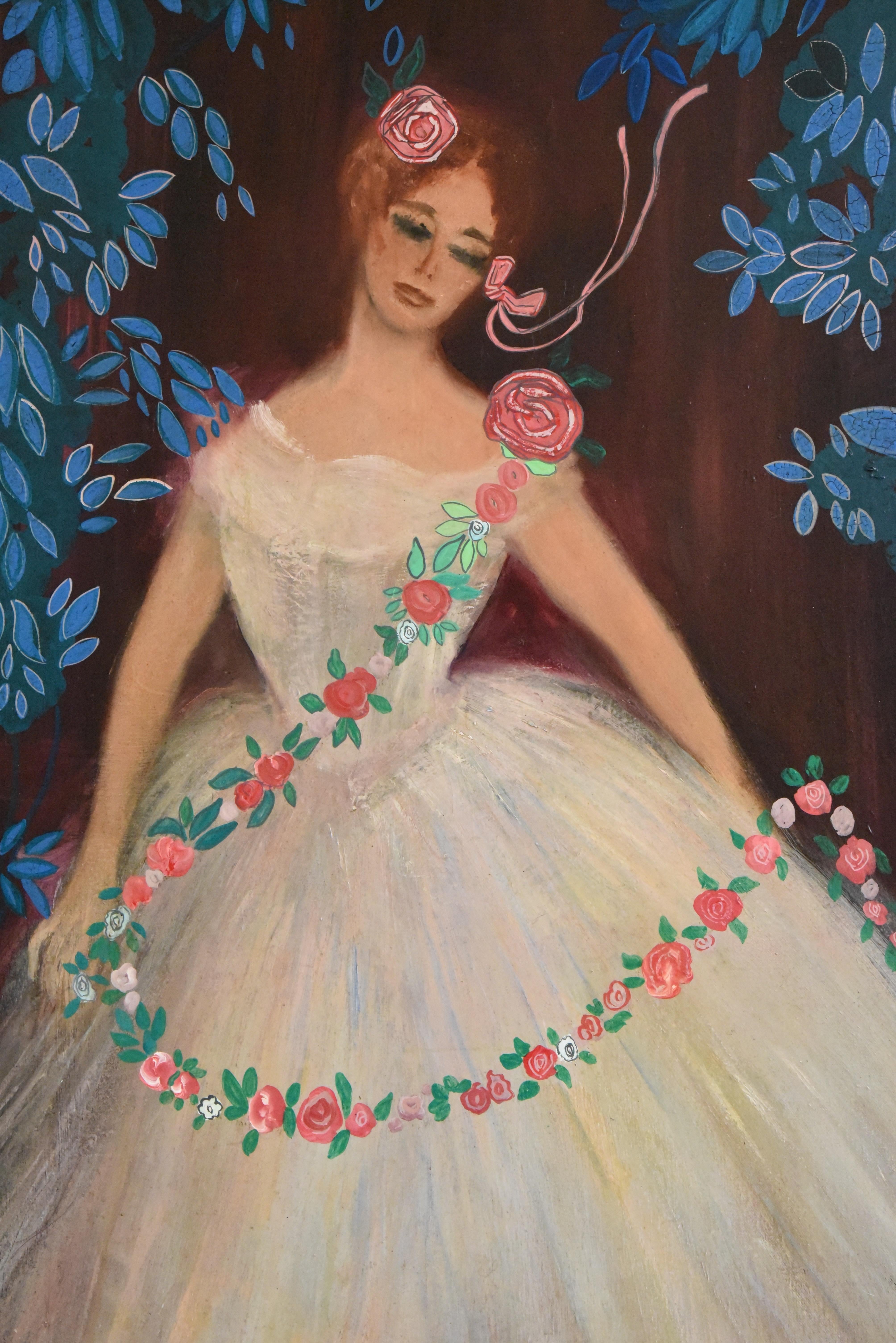 Großes Gemälde der Ballerina Étoile Claude Bessy aus der Mitte des Jahrhunderts  Frankreich 1956 (Französisch)