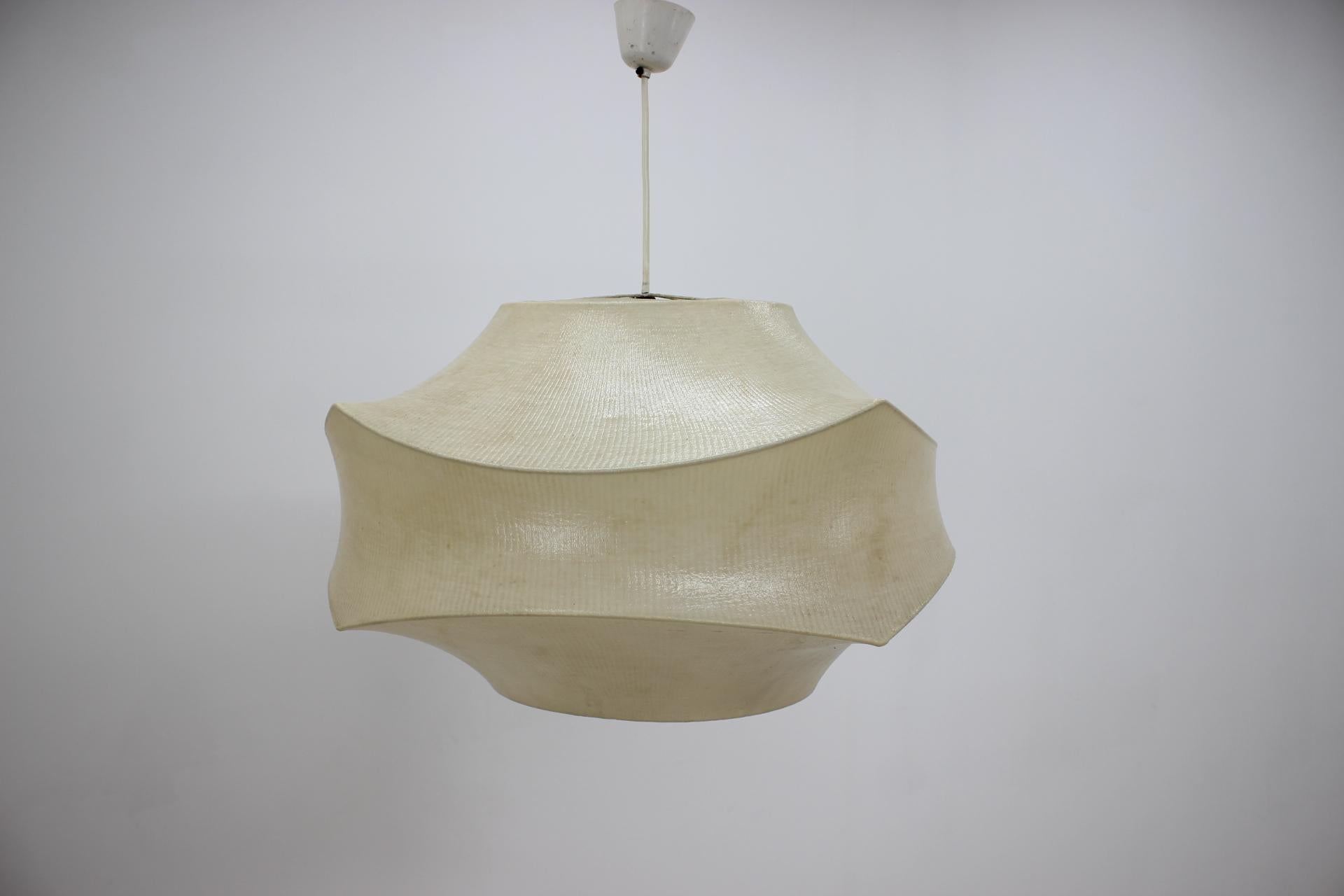 Synthetic Large Midcentury Pendant Cocoon Designed by Achille Castiglioni, Italy, 1960s